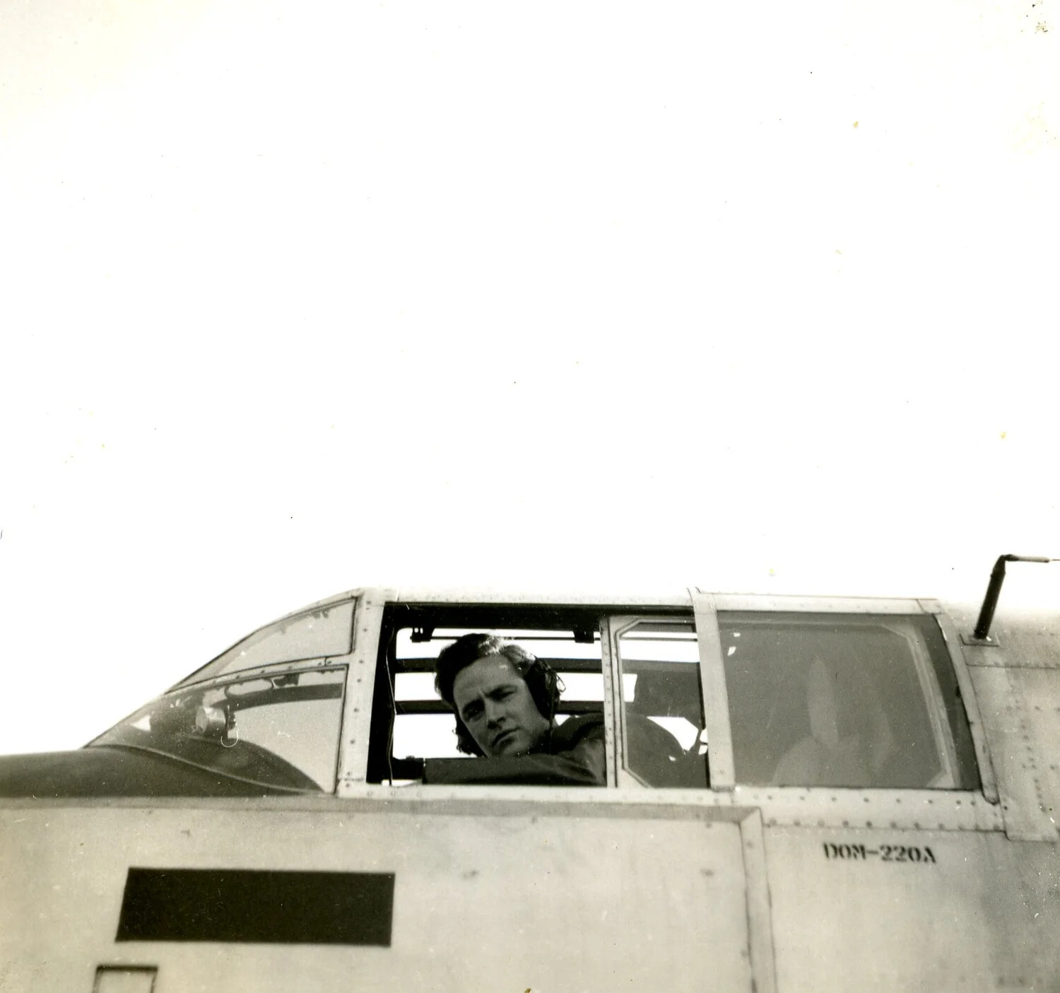 Airman Leaning from Cockpit Window, B-25 Mitchell, Ie Shima