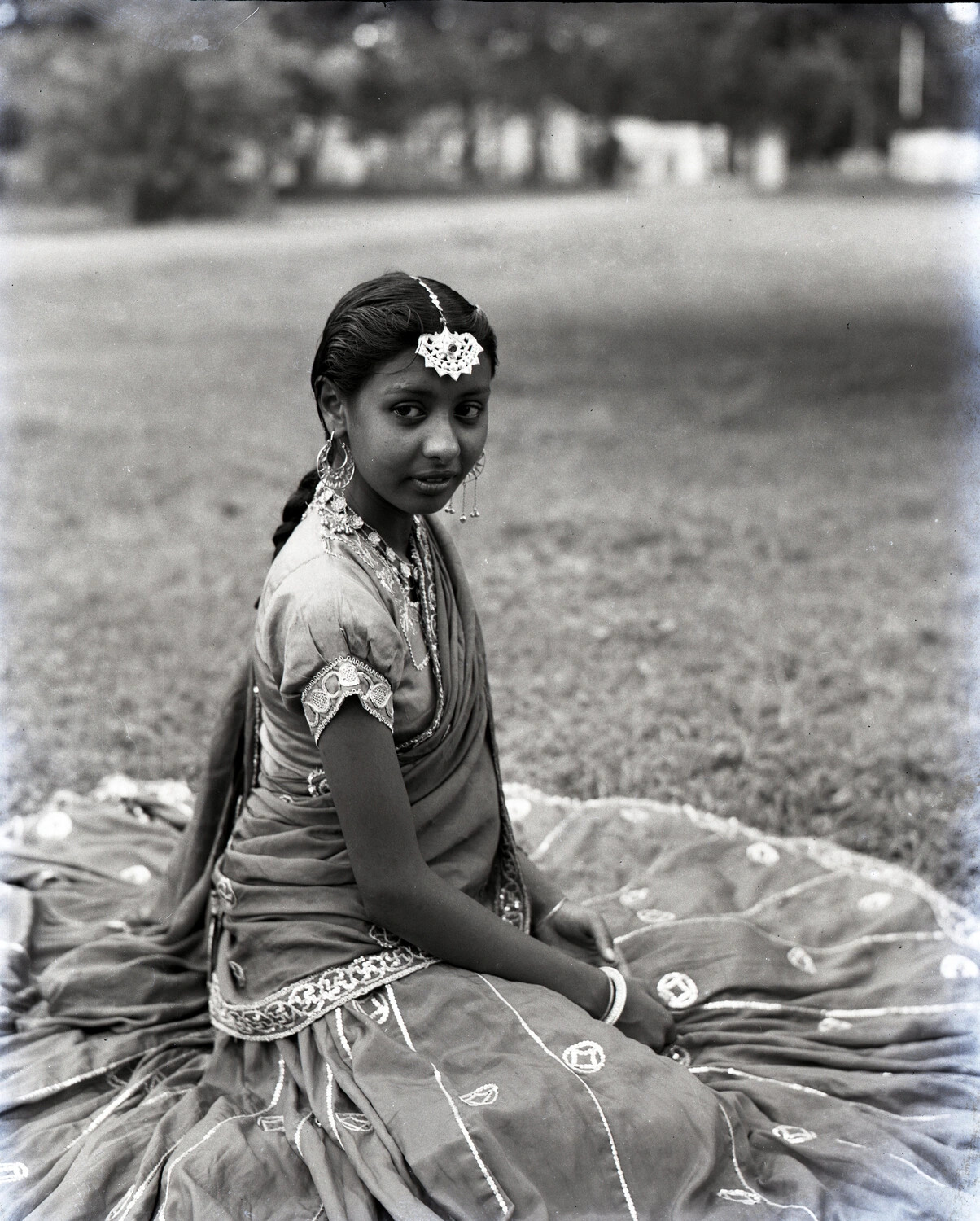 Portrait of a Young Woman in Traditional Indian Attire, CBI Theater Collection, WWII, India