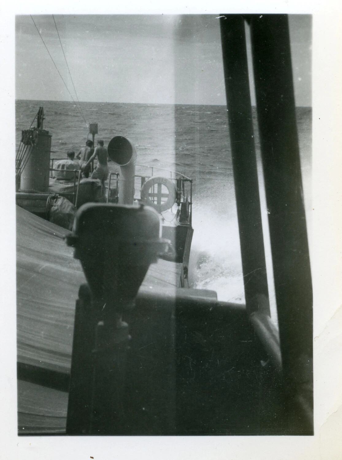 Stern View of a U.S. Navy Small Combatant Underway in Rough Seas, Pacific Theater, World War II