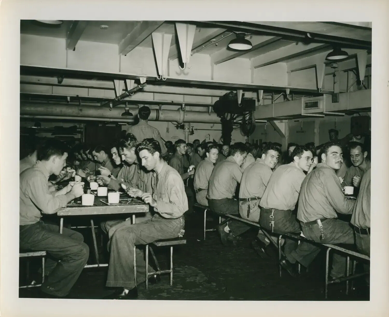 Sailors at Mess aboard USS Petrof Bay (CVE-80), World War II