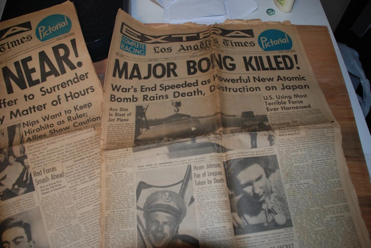 Los Angeles Times 'Extra' Editions: Death of Ace Richard Bong and Atomic Bombing of Japan, August 1945