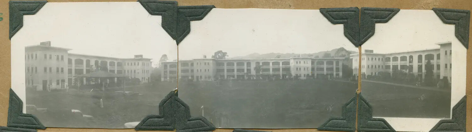 Panoramic View of Quadrangle Barracks, Schofield Barracks, Hawaii, WWII Era