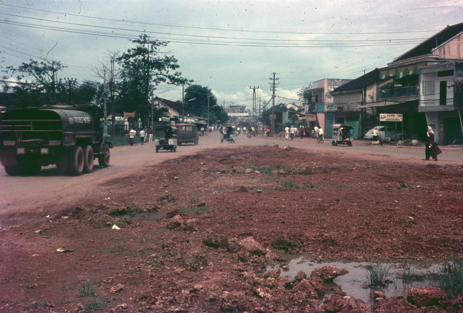 Street Scene with US Military Fuel Tanker, South Vietnam, 1965