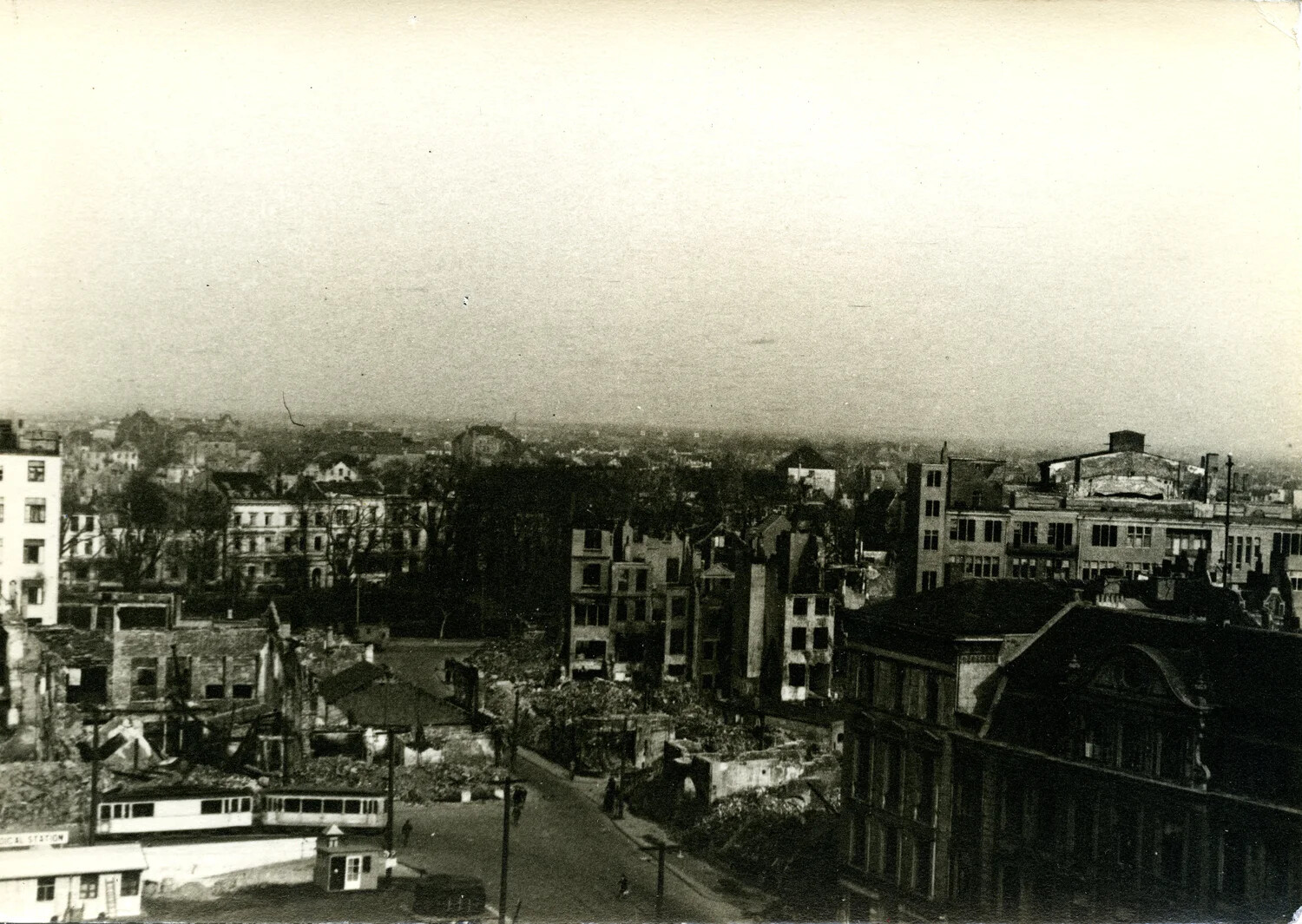 Panoramic View of Bomb-Damaged German City, 11th Armored Division Advance, WWII