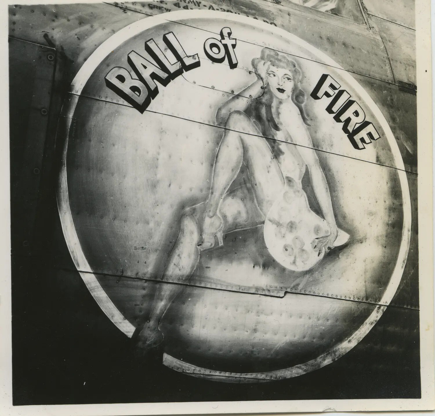 Nose Art "Ball of Fire" — Pin-Up Insignia on Fuselage, 312th Bombardment Group, WWII
