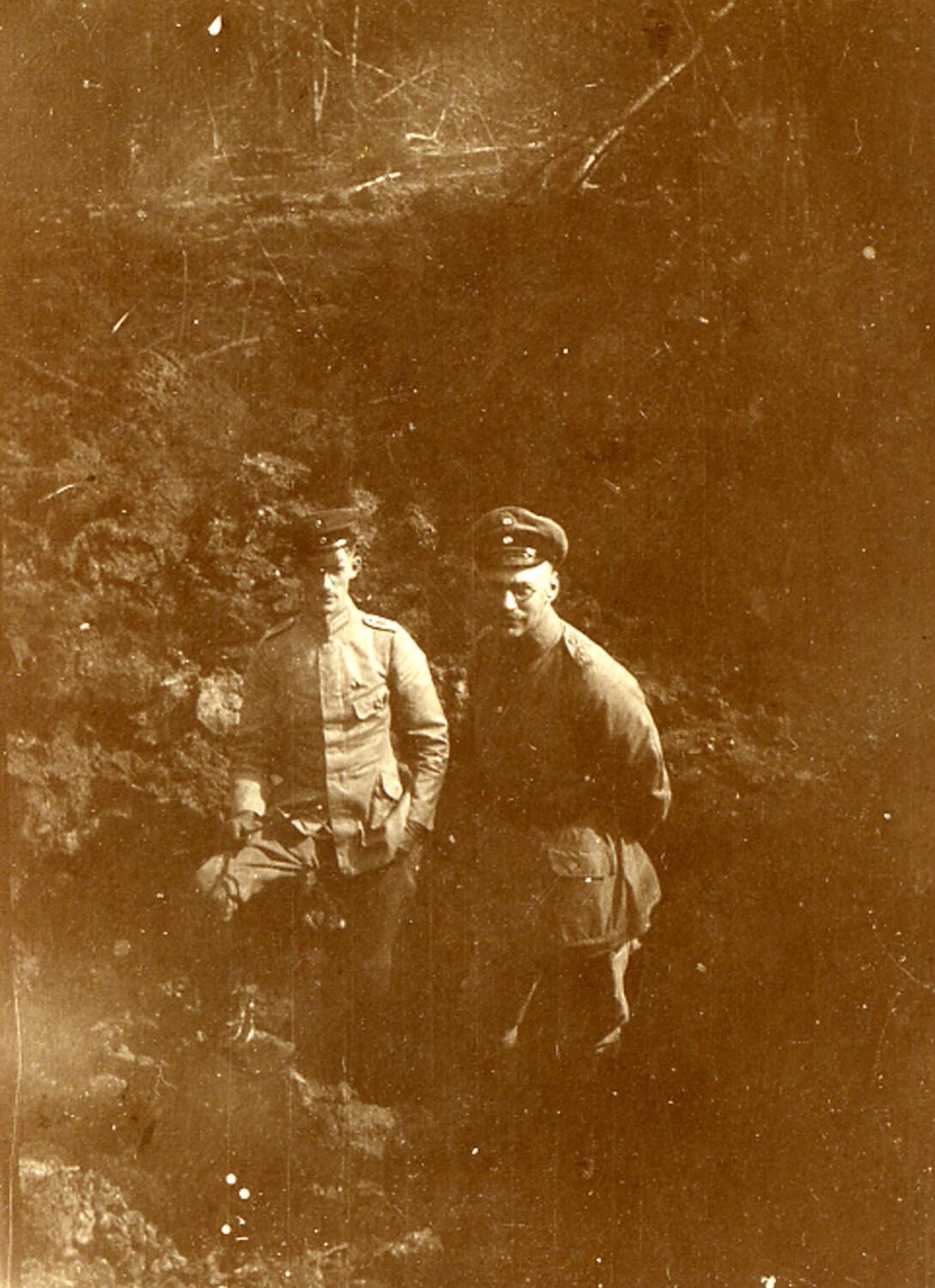 Two German Soldiers in a Trench or Dugout, World War I