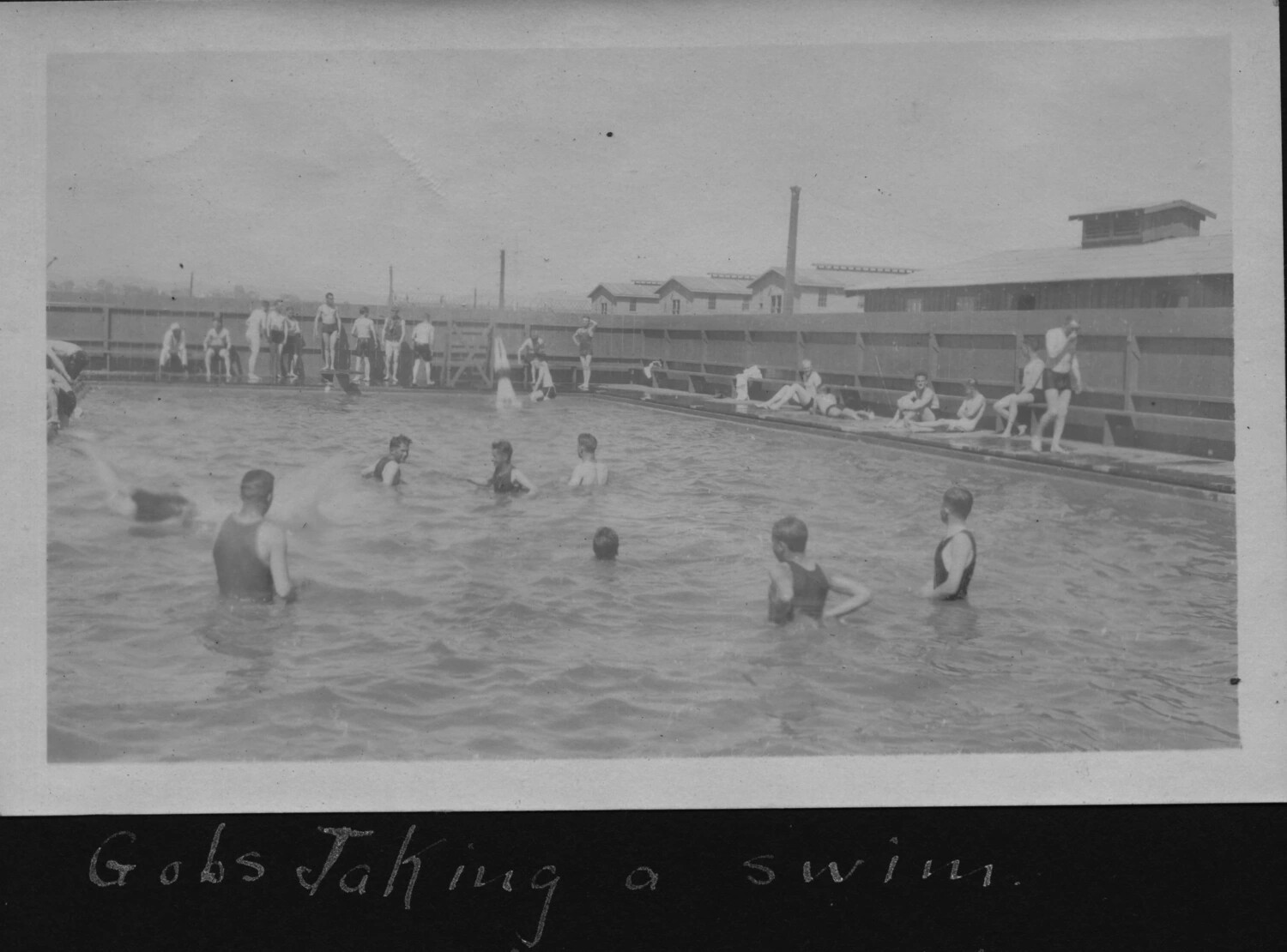 Sailors Swimming in Outdoor Pool, Mare Island Naval Shipyard, 1917