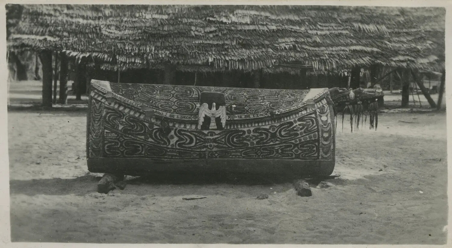 Ornately Carved Melanesian War Canoe Prow, South Pacific Village, WWII Era