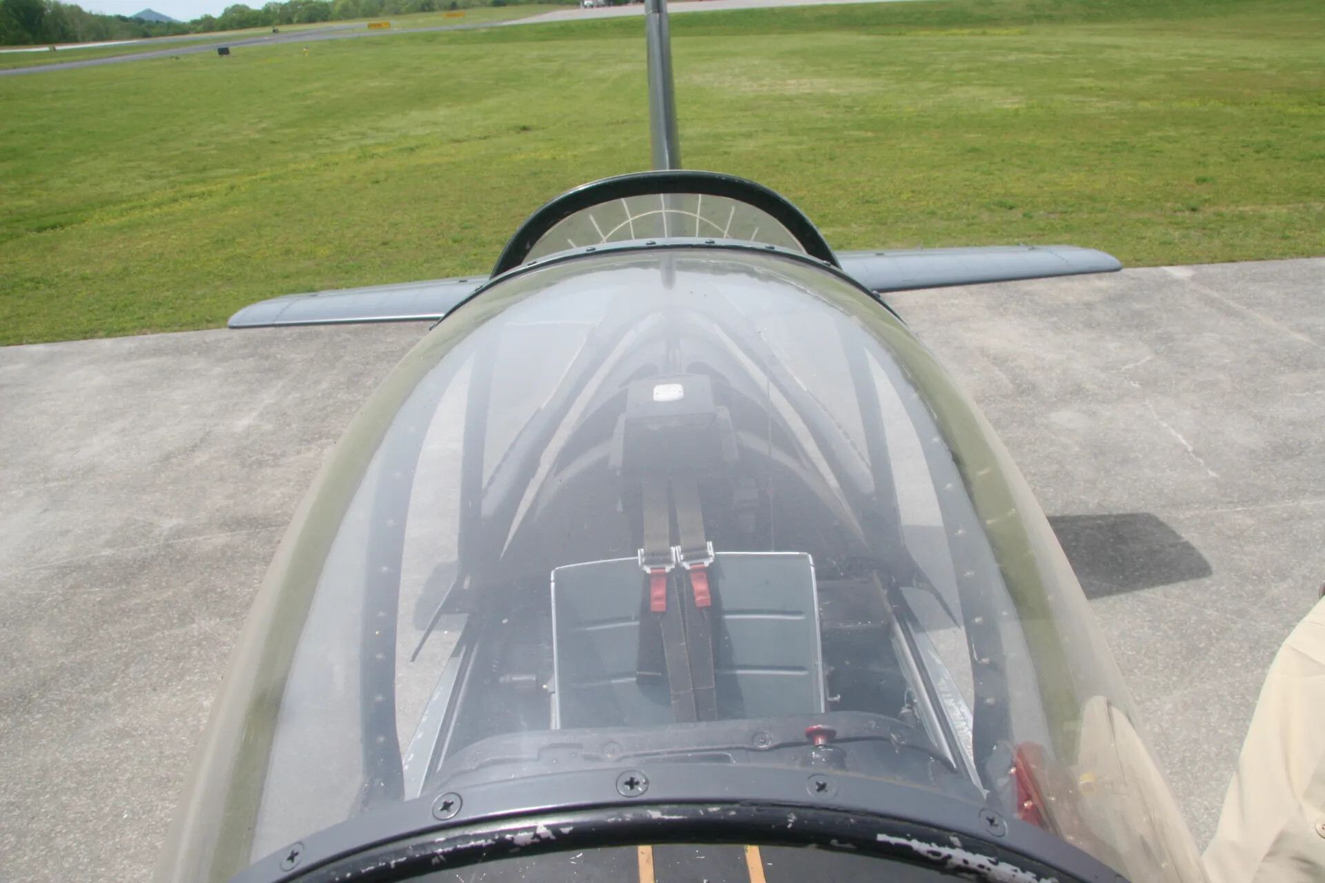 View From Front Cockpit Aft Over Empty Rear Seat, Vintage Tandem-Seat Trainer Aircraft