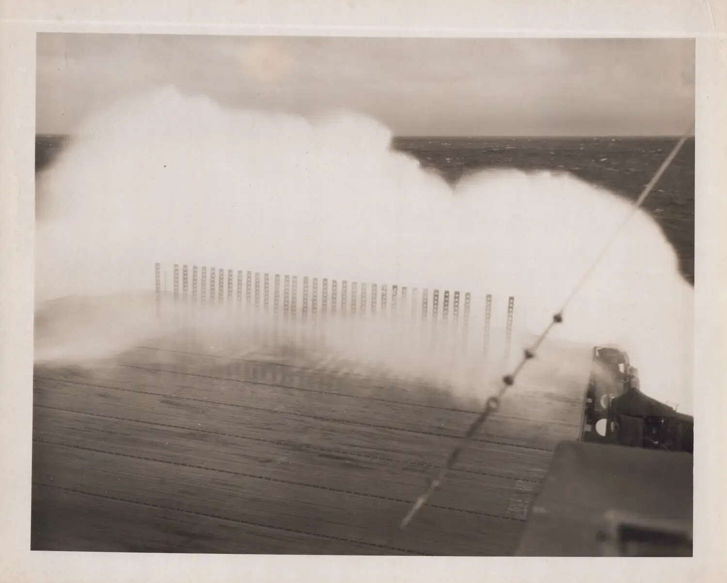 Heavy Seas Breaking Over the Bow of a U.S. Navy Escort Carrier Flight Deck, WWII