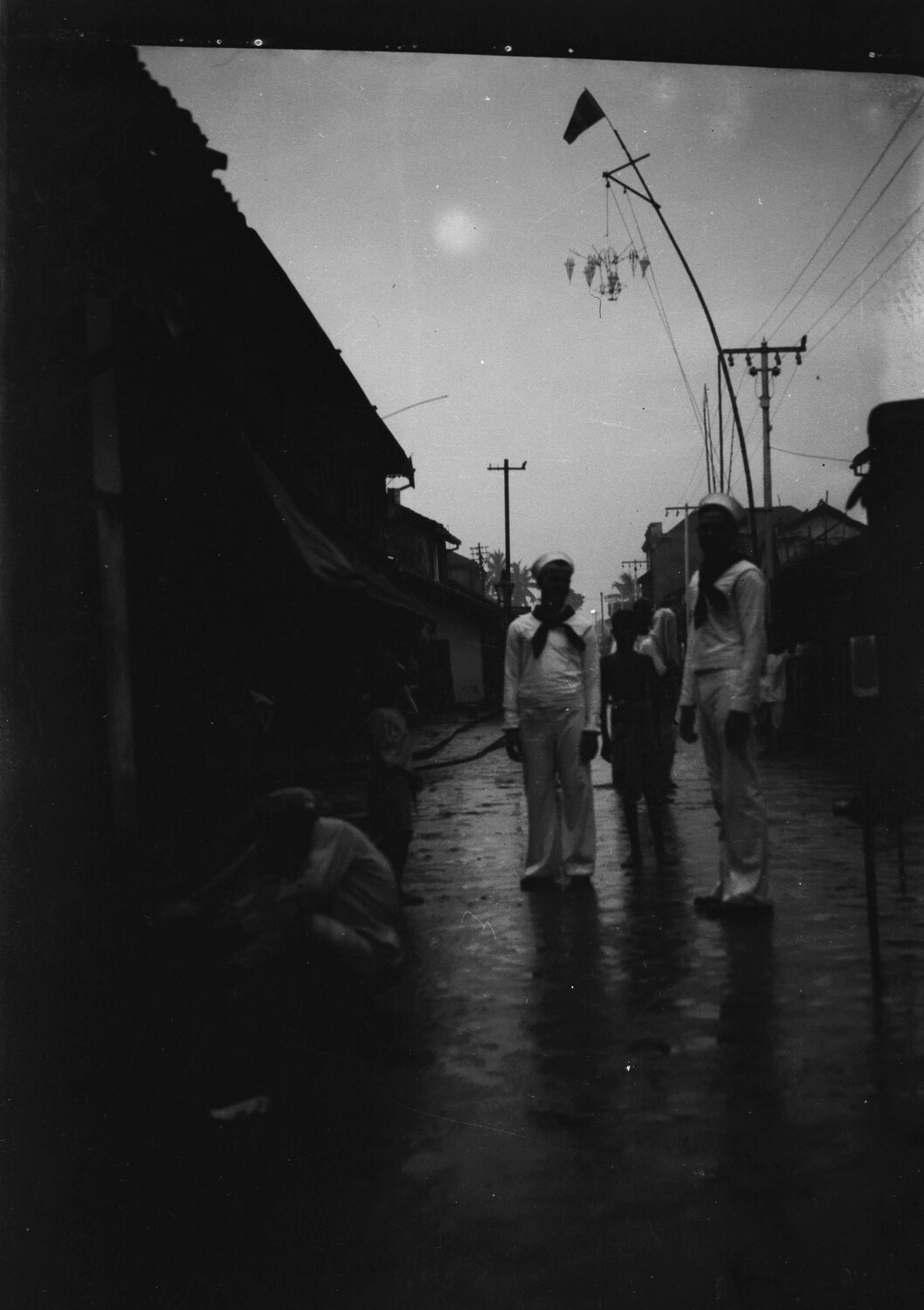 U.S. Navy Sailors Ashore on a Chinese Street, Pre-WWII Asiatic Fleet Photograph, 1930s