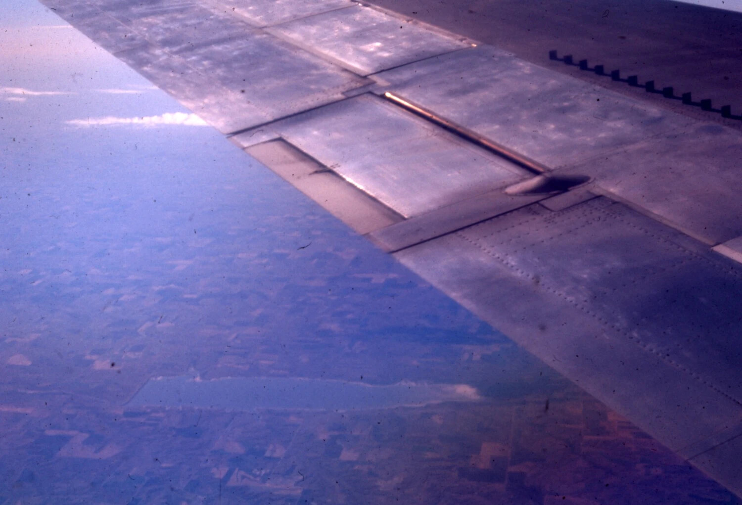 Aerial View from Aircraft Window over Farmland, Vietnam War Era Transit Flight