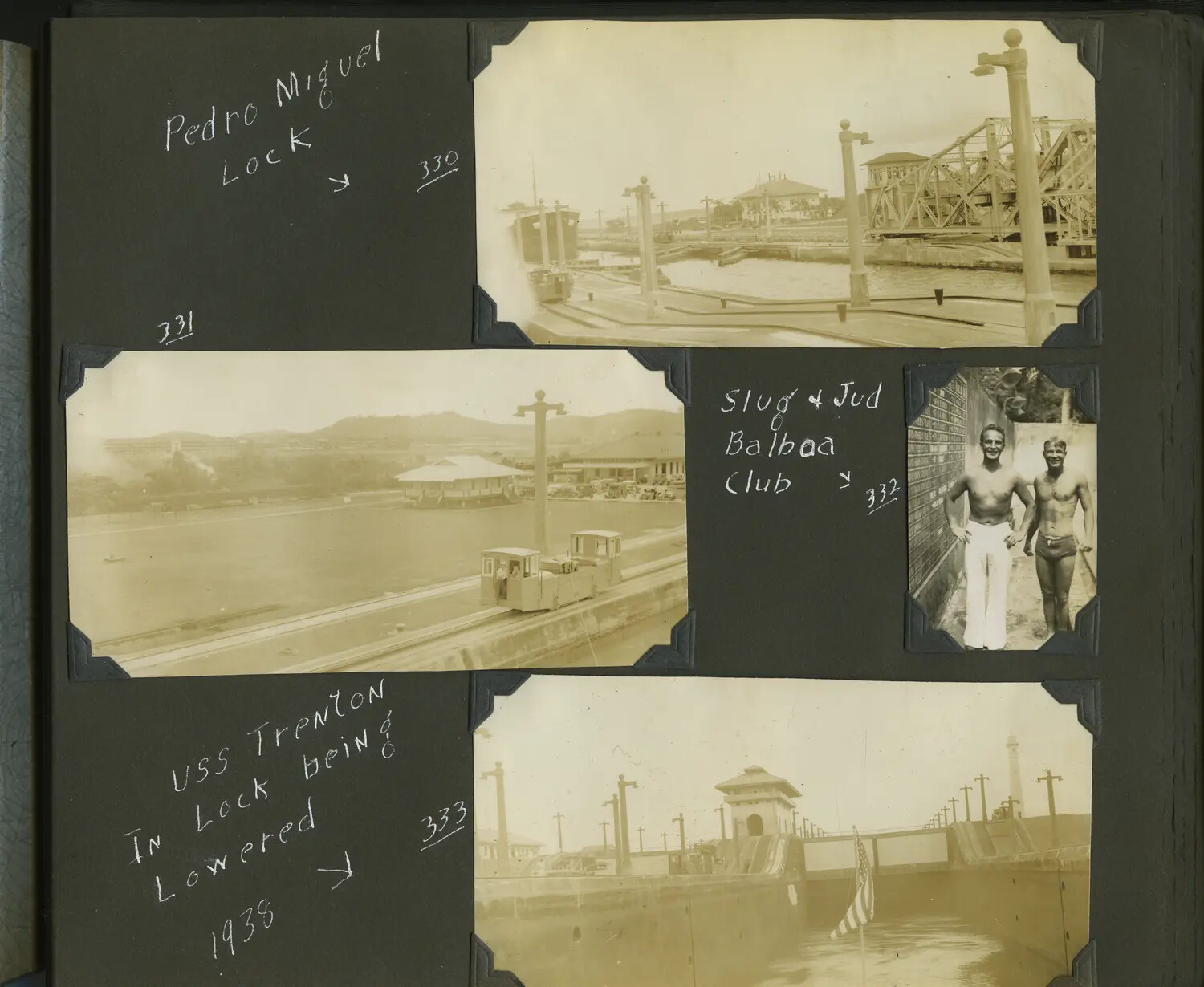 Album Page: Pedro Miguel Lock and USS Trenton Transit, Panama Canal, 1938
