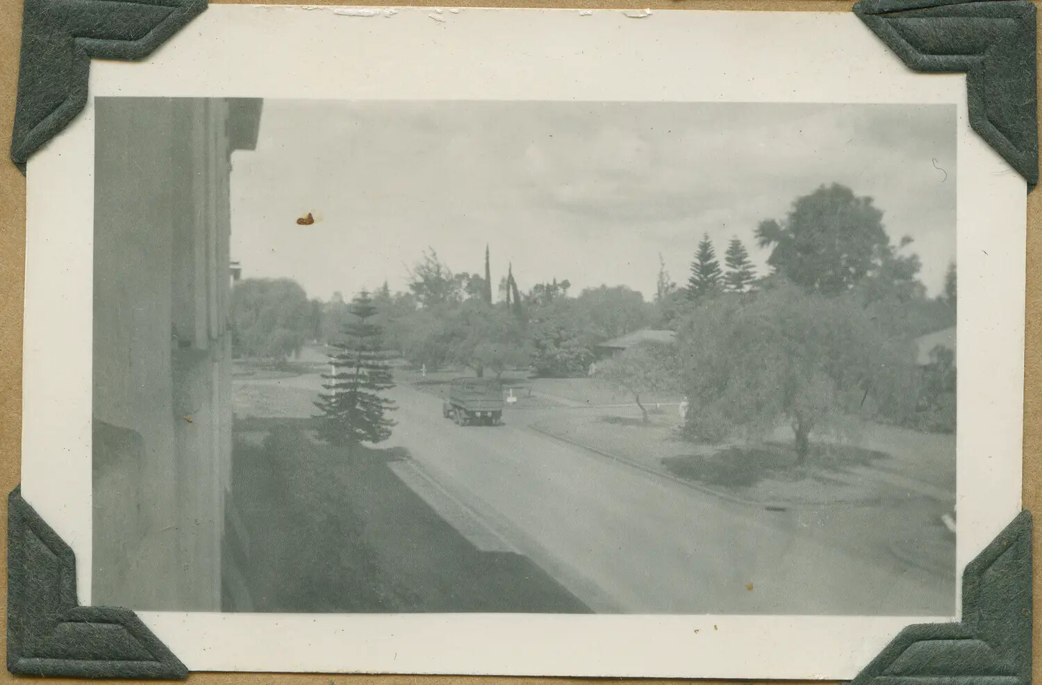 Residential Street with Military Truck, Oahu, Hawaii, World War II Era