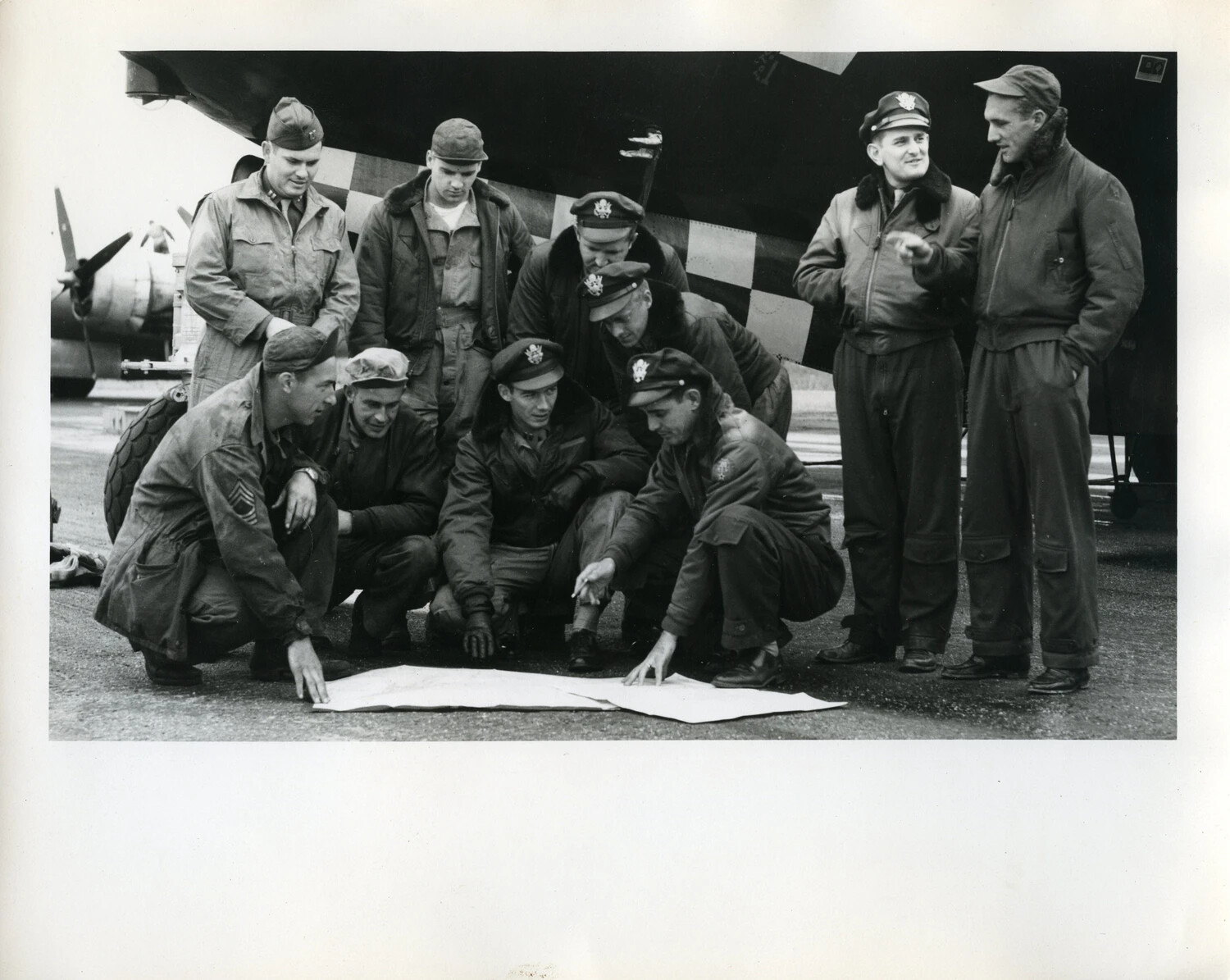 Bomber Crew Studying a Map Before a Mission, World War II