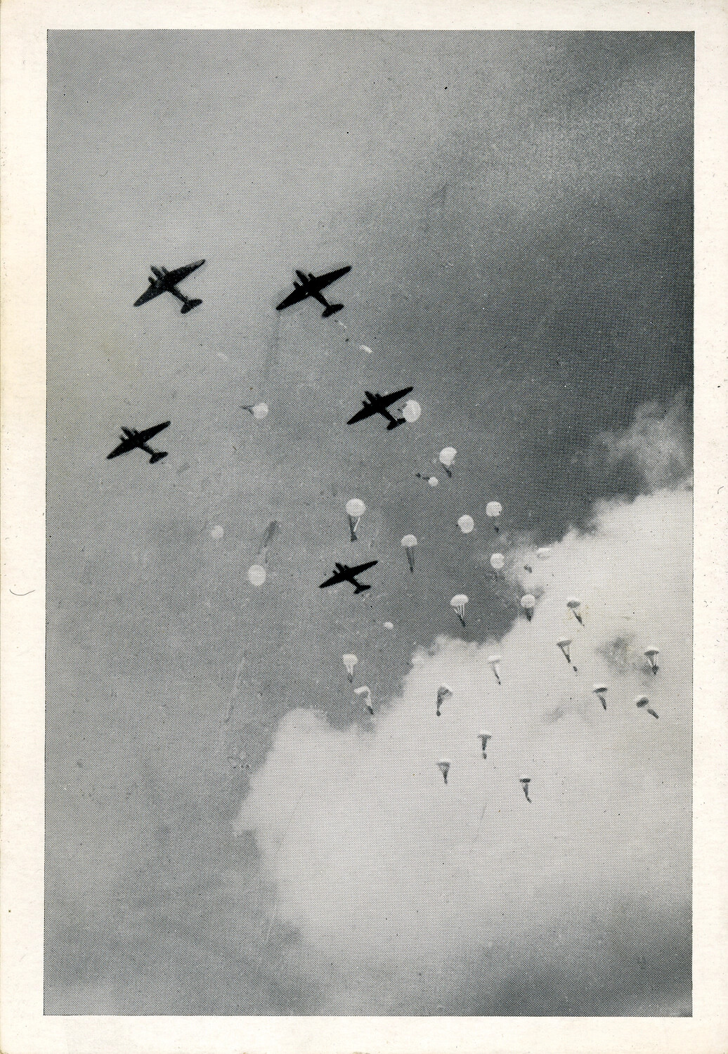 Mass Parachute Drop from Multiple Transport Aircraft, WWII Airborne Operation