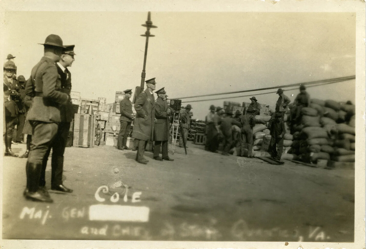 Major General and Chief of Staff Observing Wharf Operations, Quantico, Virginia
