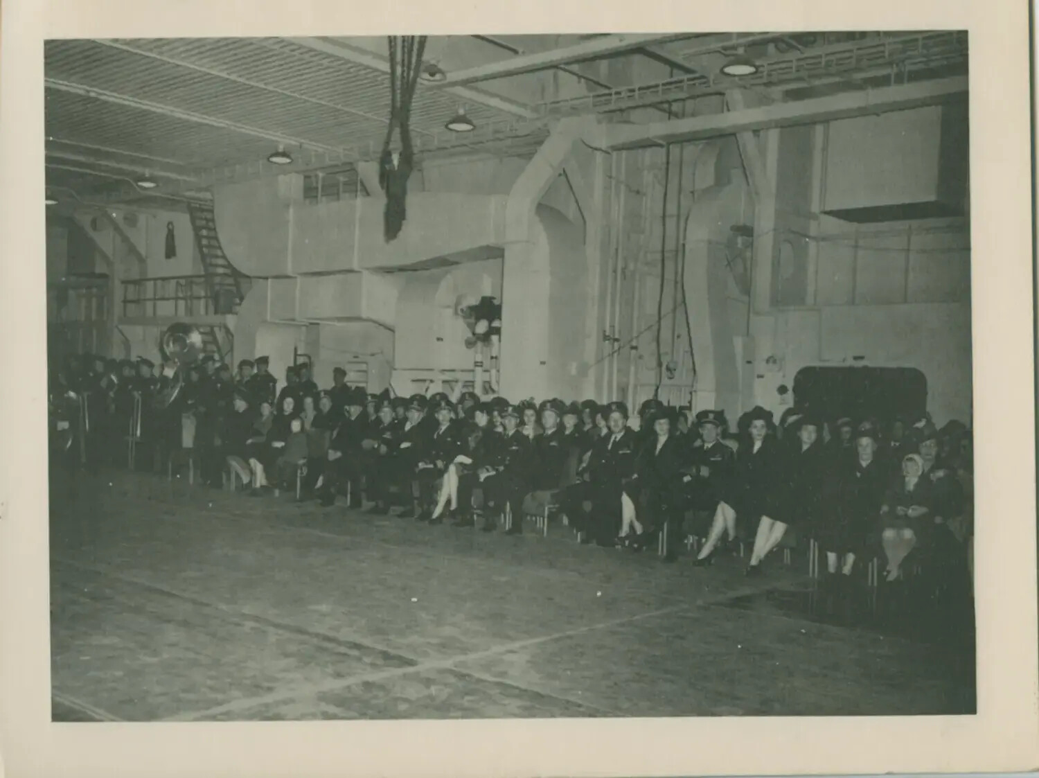 Ceremonial Gathering with Naval Personnel and Civilian Guests, USS Petrof Bay (CVE-80) Collection