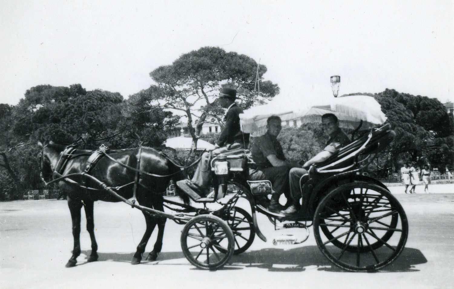 American Soldiers on Horse-Drawn Carriage Ride During Leave, Mediterranean Theater, WWII