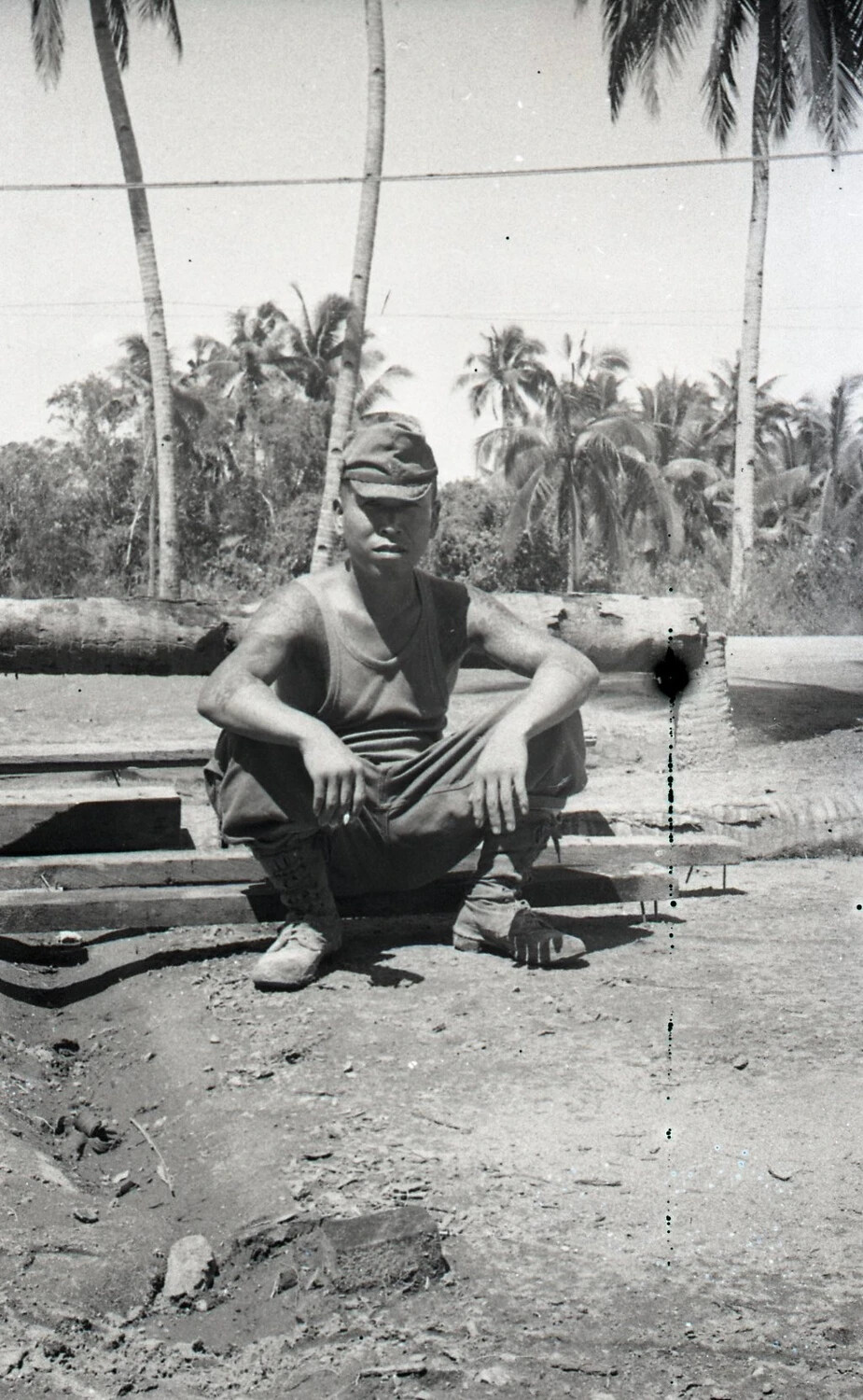 American Soldier Resting in a Tropical Encampment, Luzon, Philippines