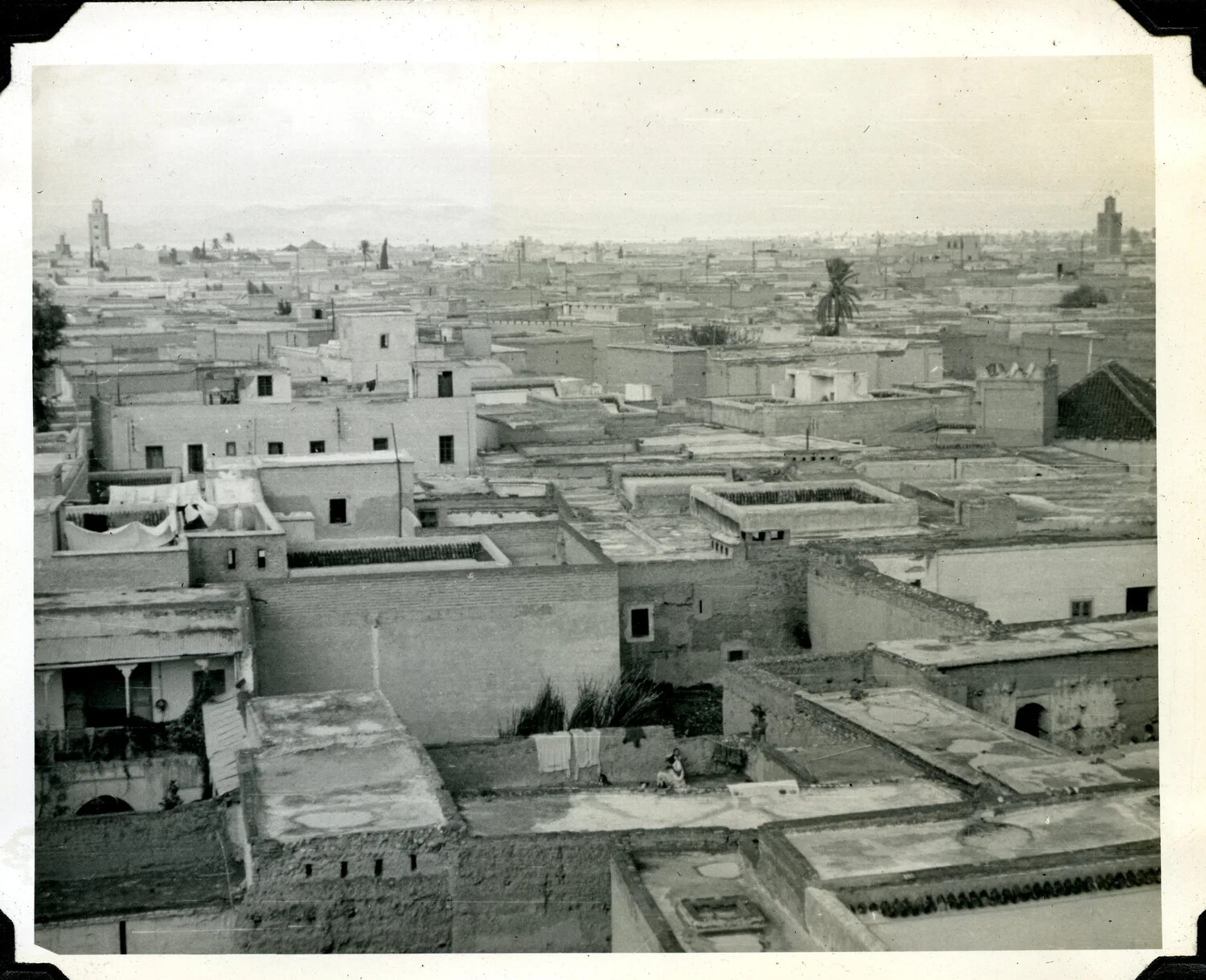 Rooftop Panorama of North African Medina, Jervey Signal Corps Photo Album, WWII Era