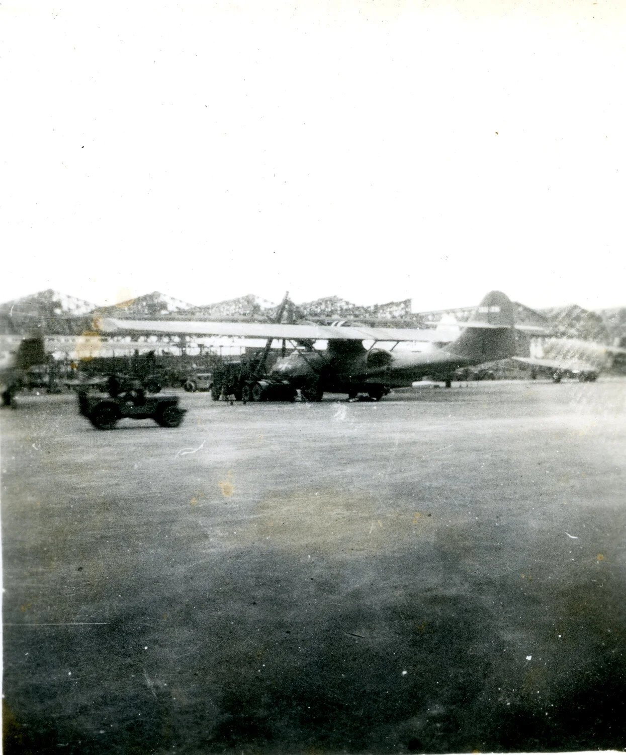 U.S. Army Air Forces Cargo Glider Being Towed on Airfield Apron