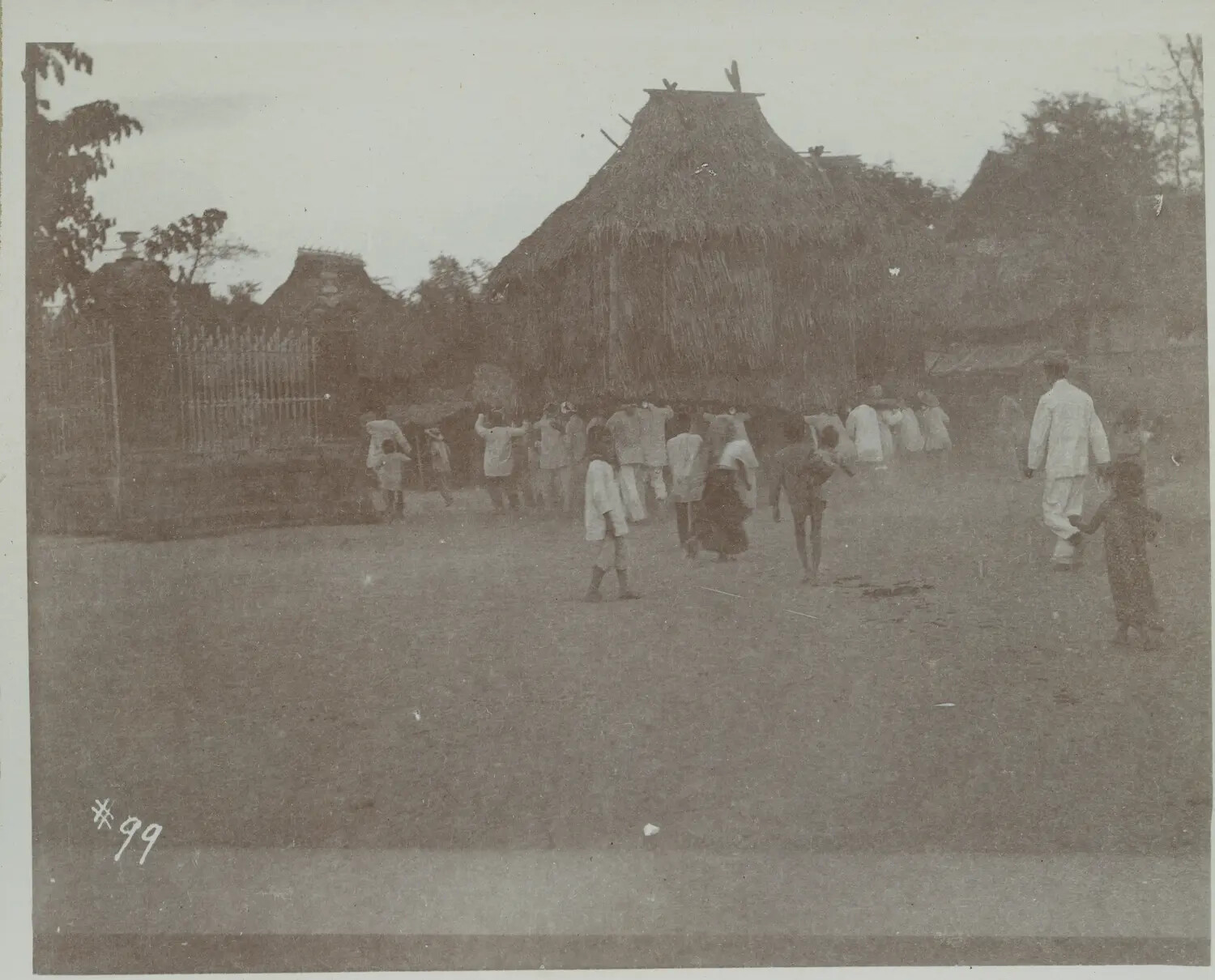 Village Scene with Nipa Huts and Wrought-Iron Gate, Philippines, c. 1890s