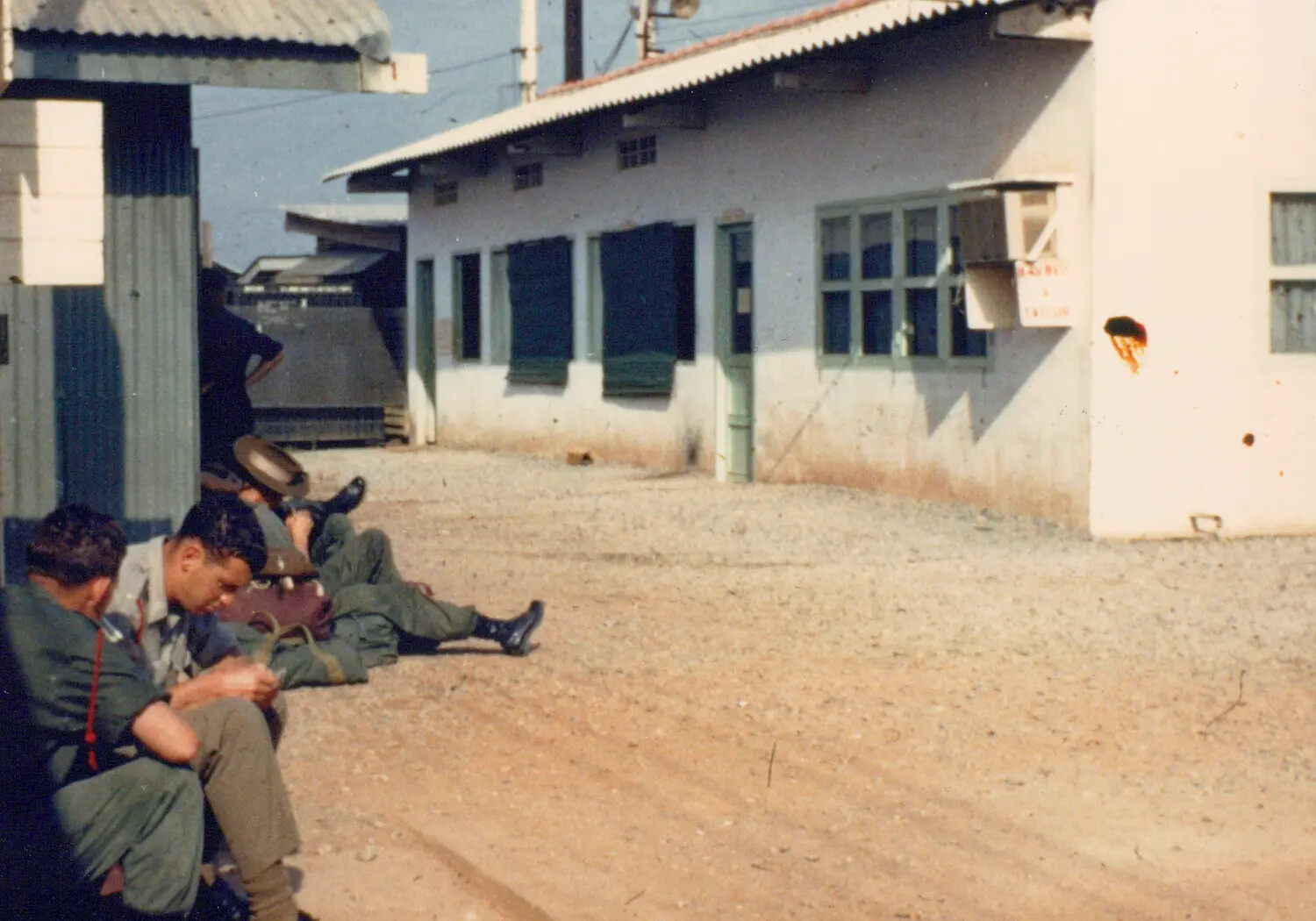 American Servicemen Relaxing at Base Camp, Cu Chi, Vietnam, 1967
