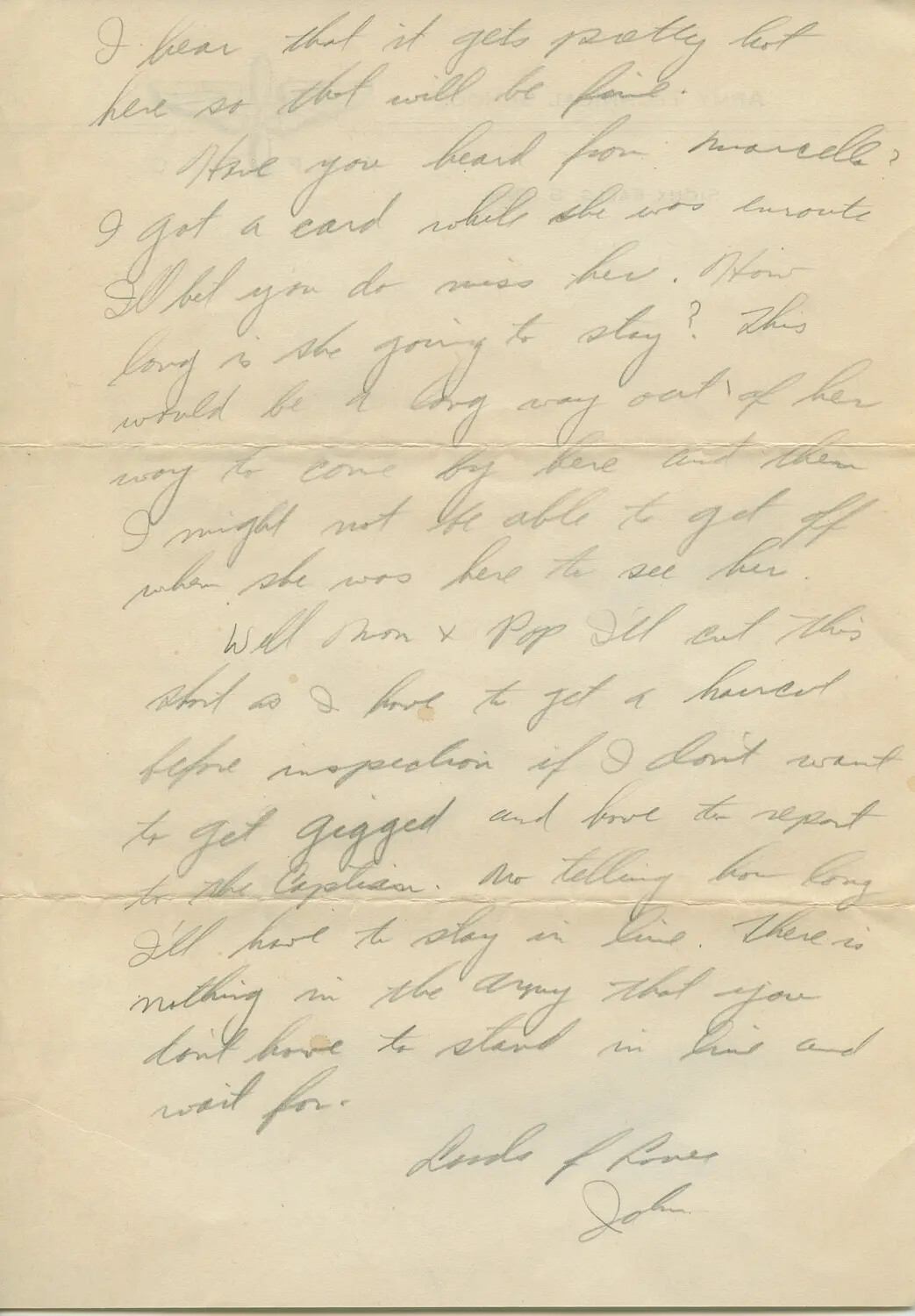 Handwritten Letter from "John" to "Mom & Pop," Margaroli B-24 Belly Gunner Collection, 1944