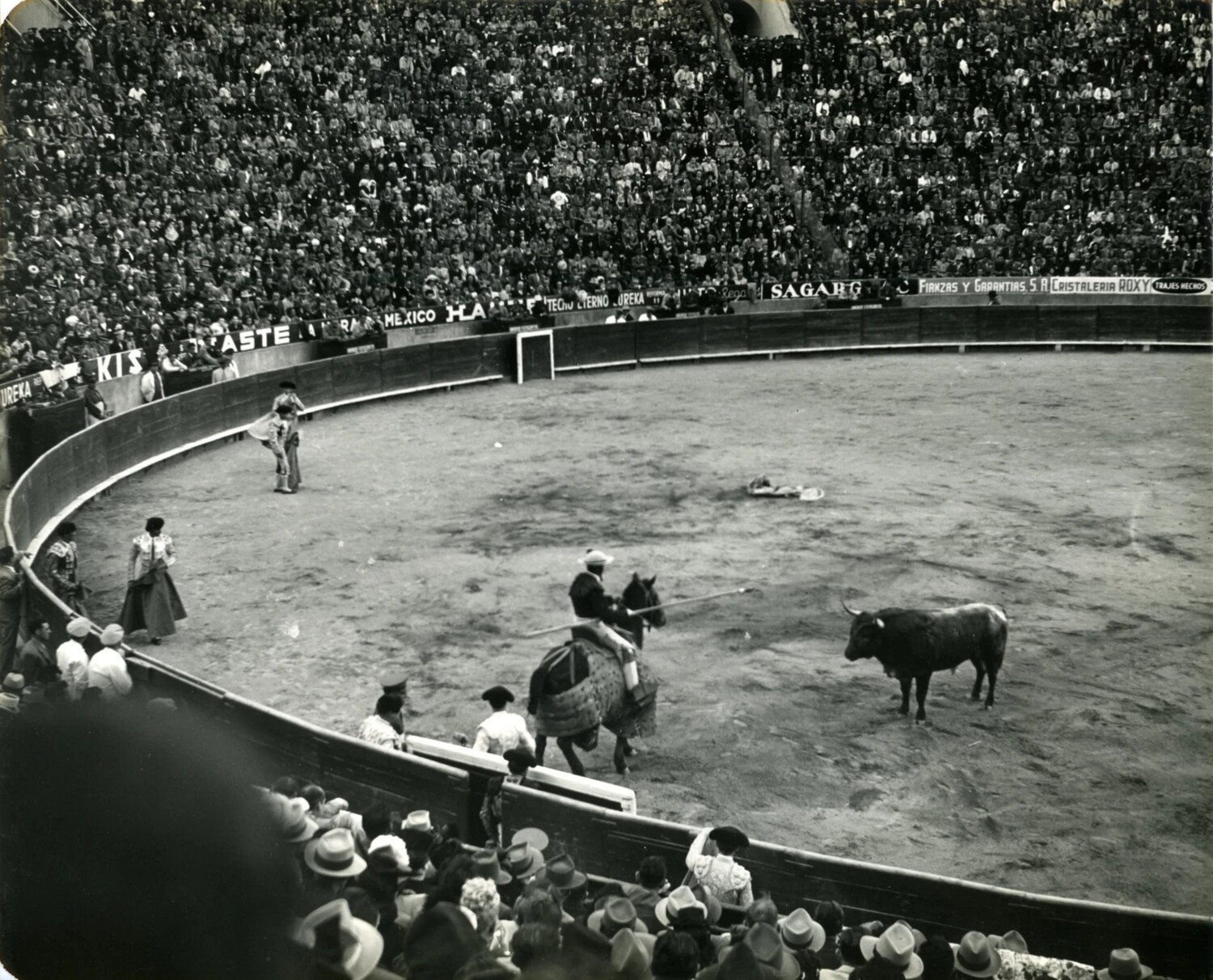 Picador Advancing on the Bull, Mexico City Bullring, 1949