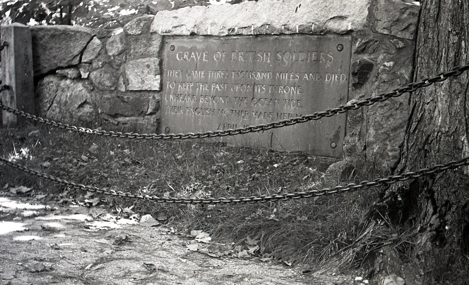 Grave of British Soldiers Plaque in Landscape Setting, Old North Bridge, Concord, Massachusetts