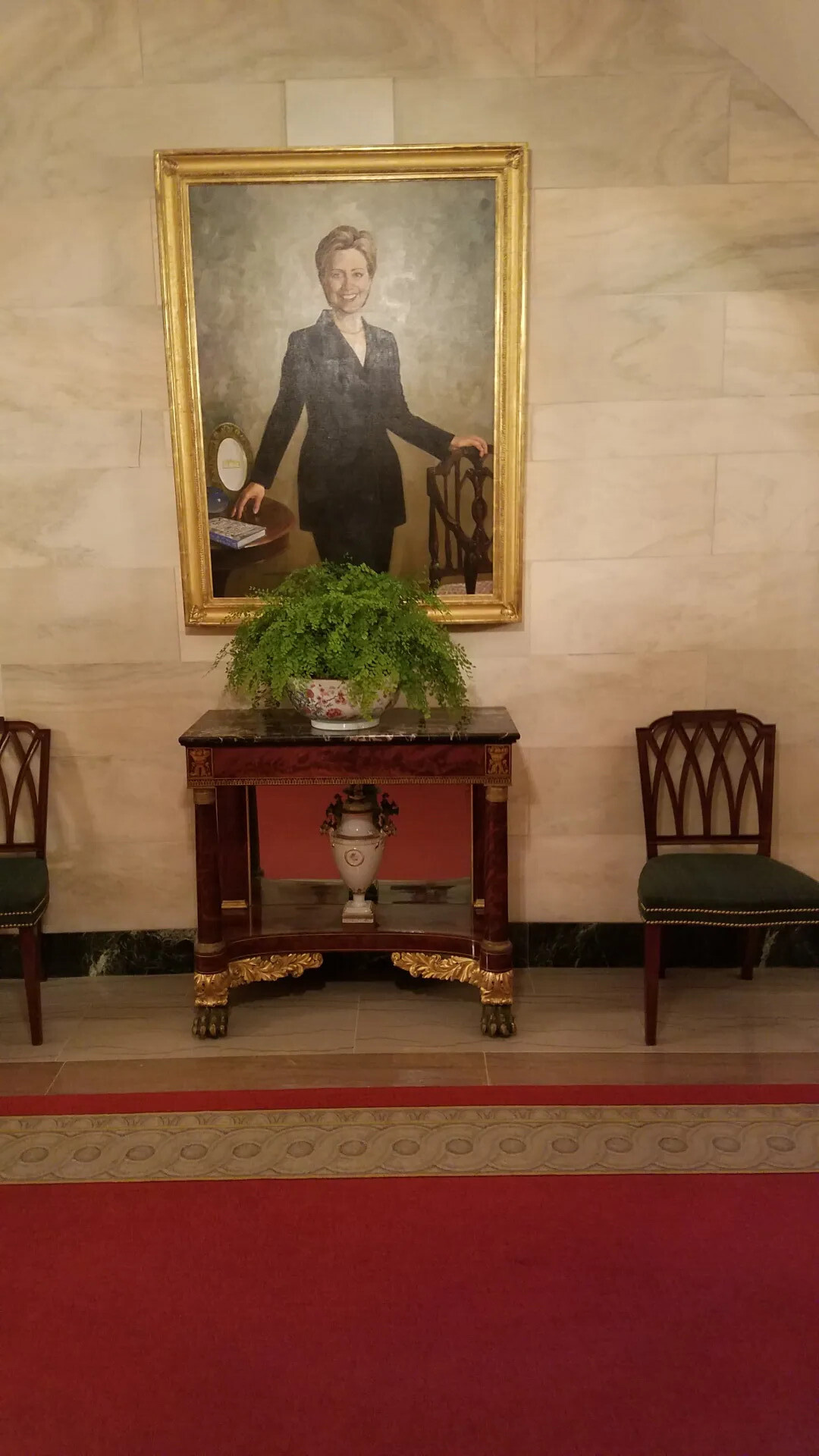 White House Corridor with Portrait Painting and Antique Furnishings, October 23, 2017