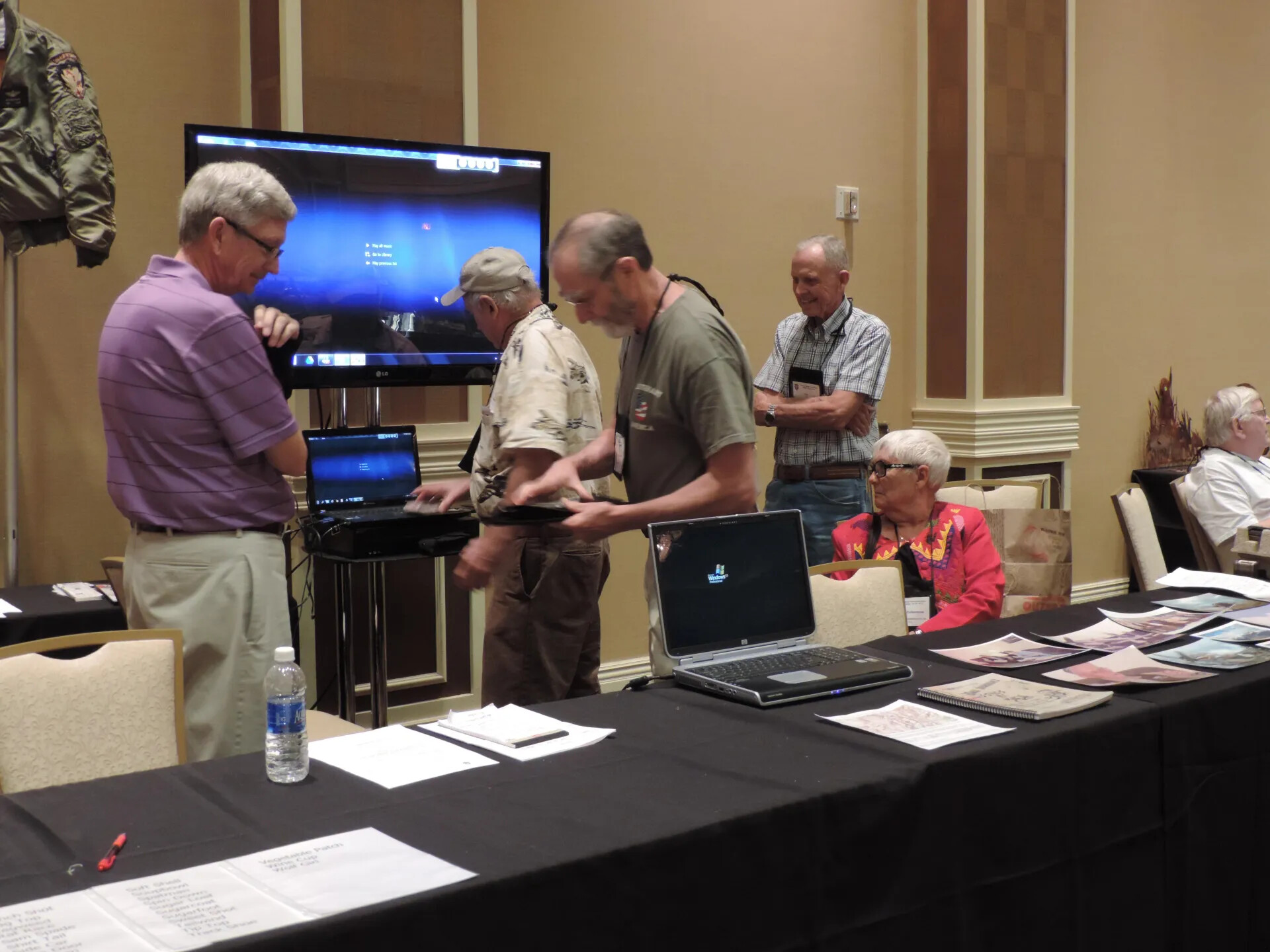 Members at the Research and Display Tables with Code-Name Reference Lists, Special Operations Association Reunion, Las Vegas, 2013