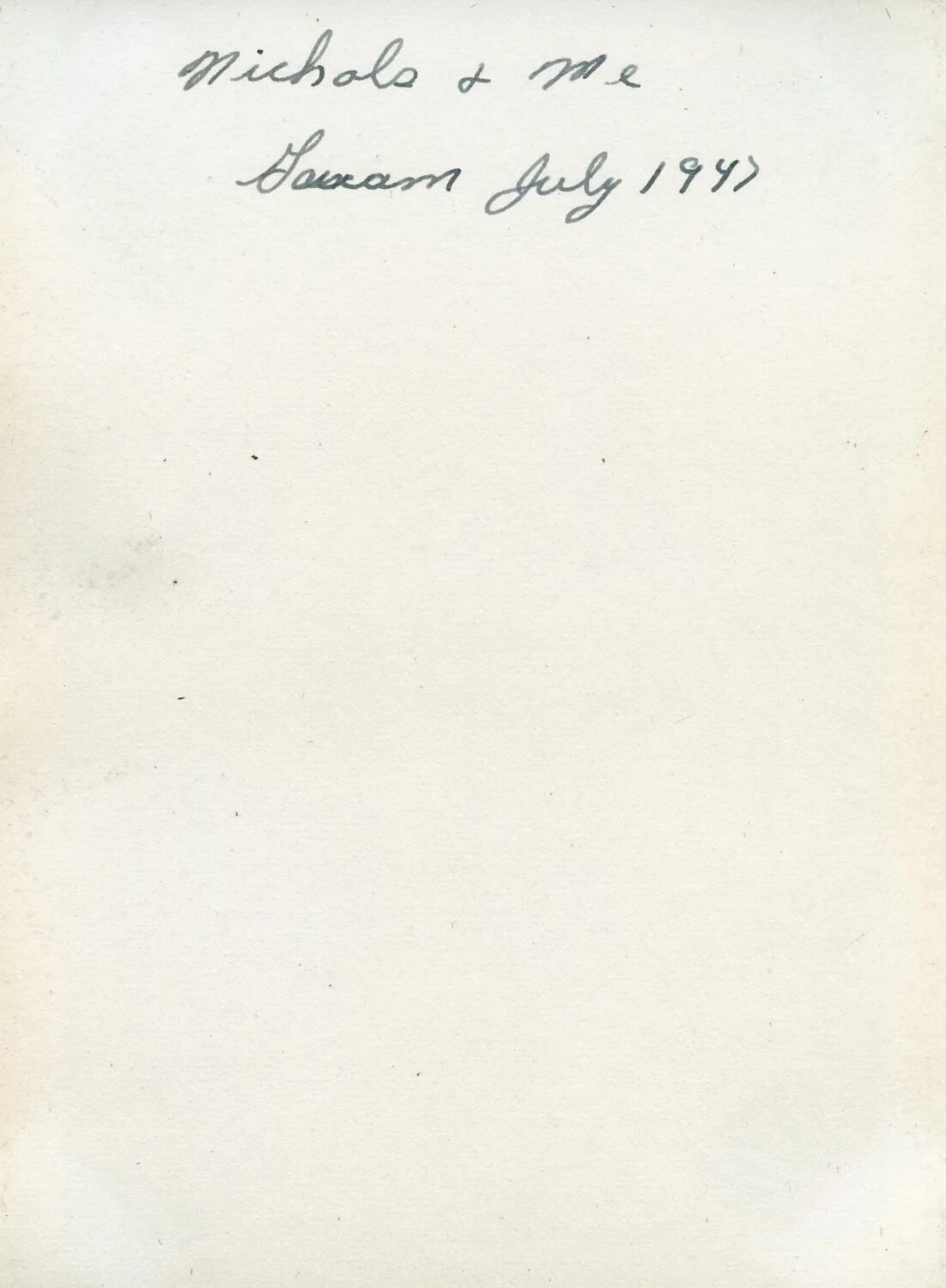 Handwritten Album Caption: 'Nichols & Me, Guam July 1947' - VR-6 Agana Guam Album