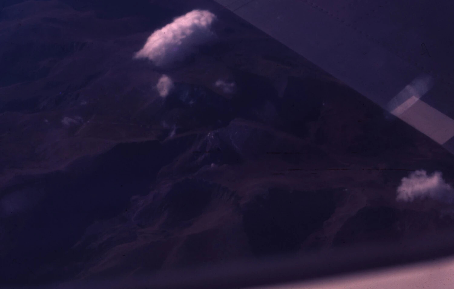 Aerial View of Mountainous Terrain from Aircraft Cockpit, Vietnam War Era, USS Ticonderoga Air Wing