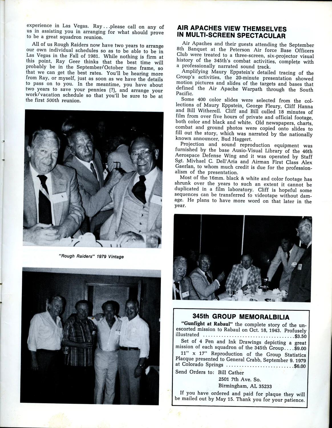 Air Apache Journal, 345th Bombardment Group Veterans Newsletter, 1979 - Reunion Banquet Coverage
