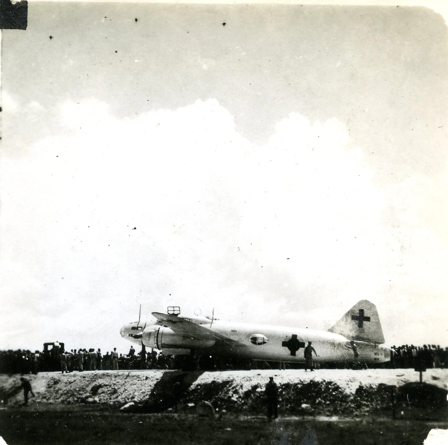 Japanese Mitsubishi G4M "Betty" Surrender Envoy Bomber on the Airstrip at Ie Shima, 19 August 1945