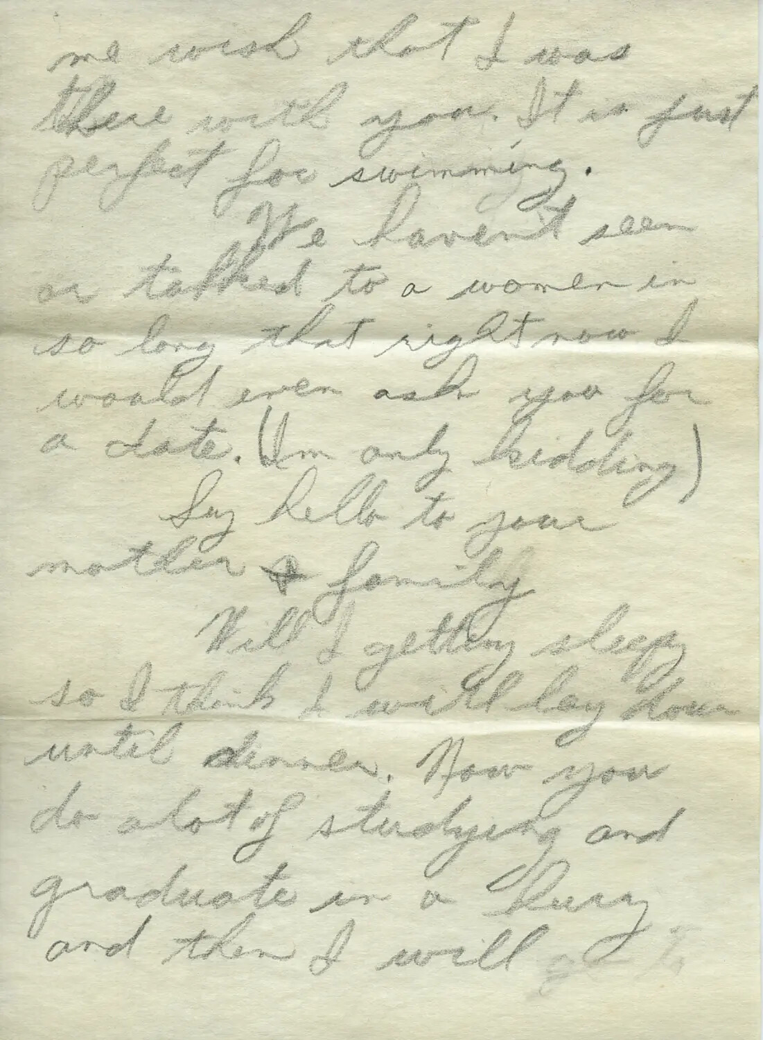 Handwritten WWII-Era Personal Letter, Page from the Moon/Sammiet Correspondence Collection