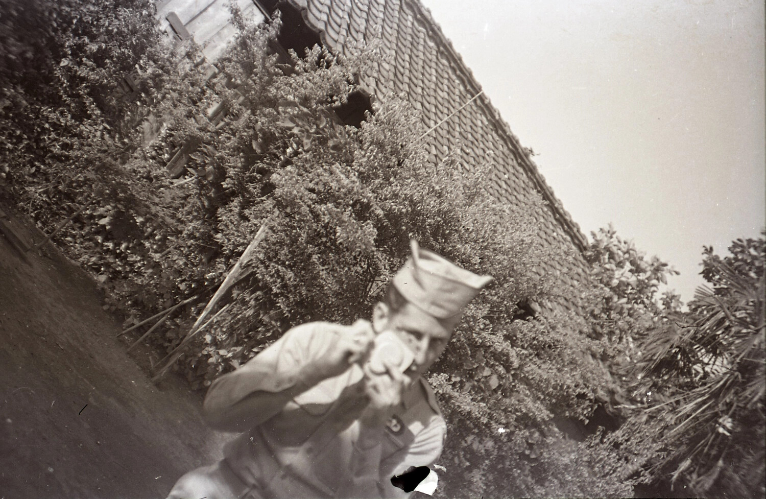 Soldier of the 187th Airborne RCT Eating Outdoors, Korean War Era