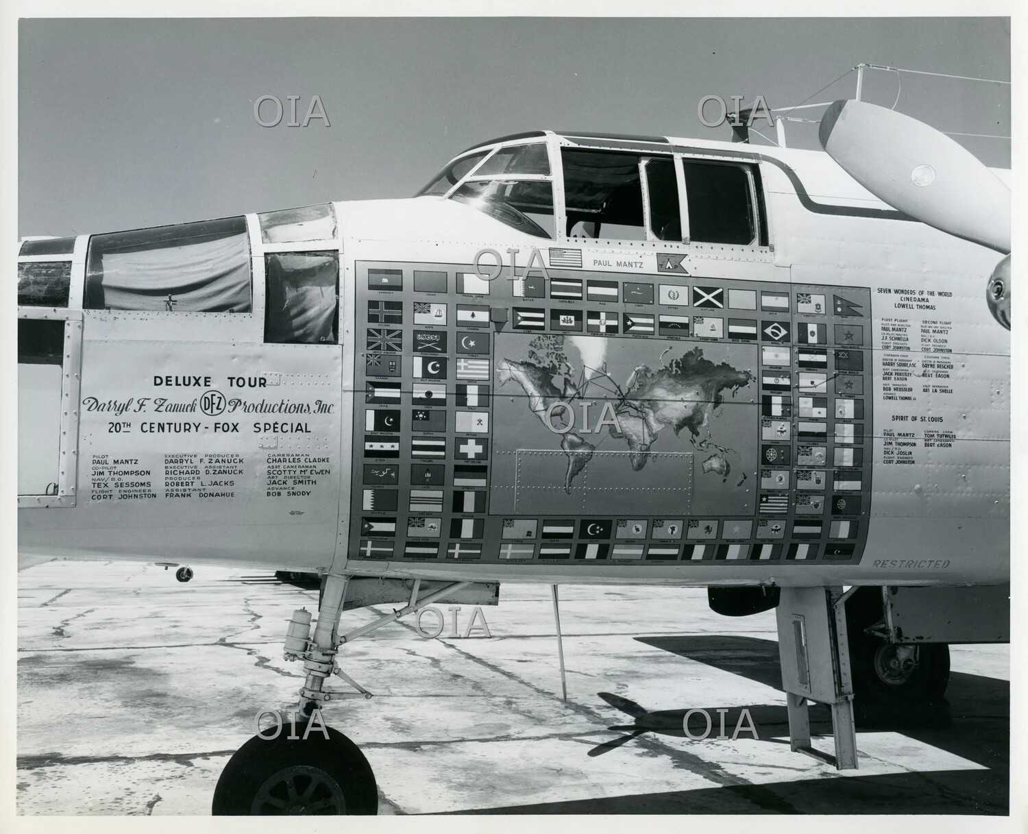 Nose Art Detail, B-25 'Deluxe Tour' Cinerama Camera Aircraft — Darryl F. Zanuck / 20th Century-Fox Production