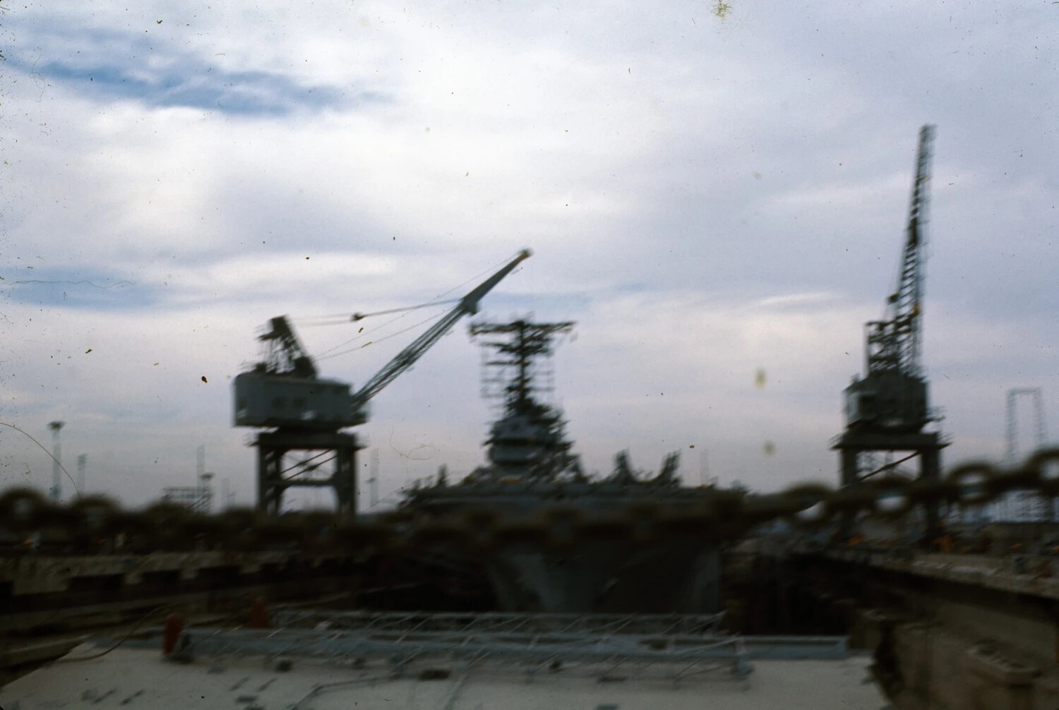 USS Ticonderoga (CVA/CVS-14) in Dry Dock at Naval Shipyard, Vietnam War Era