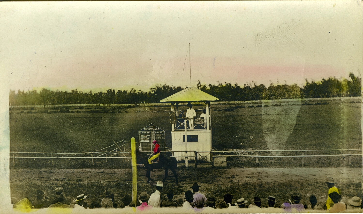 Horse Race at a Philippine Track, Hand-Tinted Photograph, Early 1900s