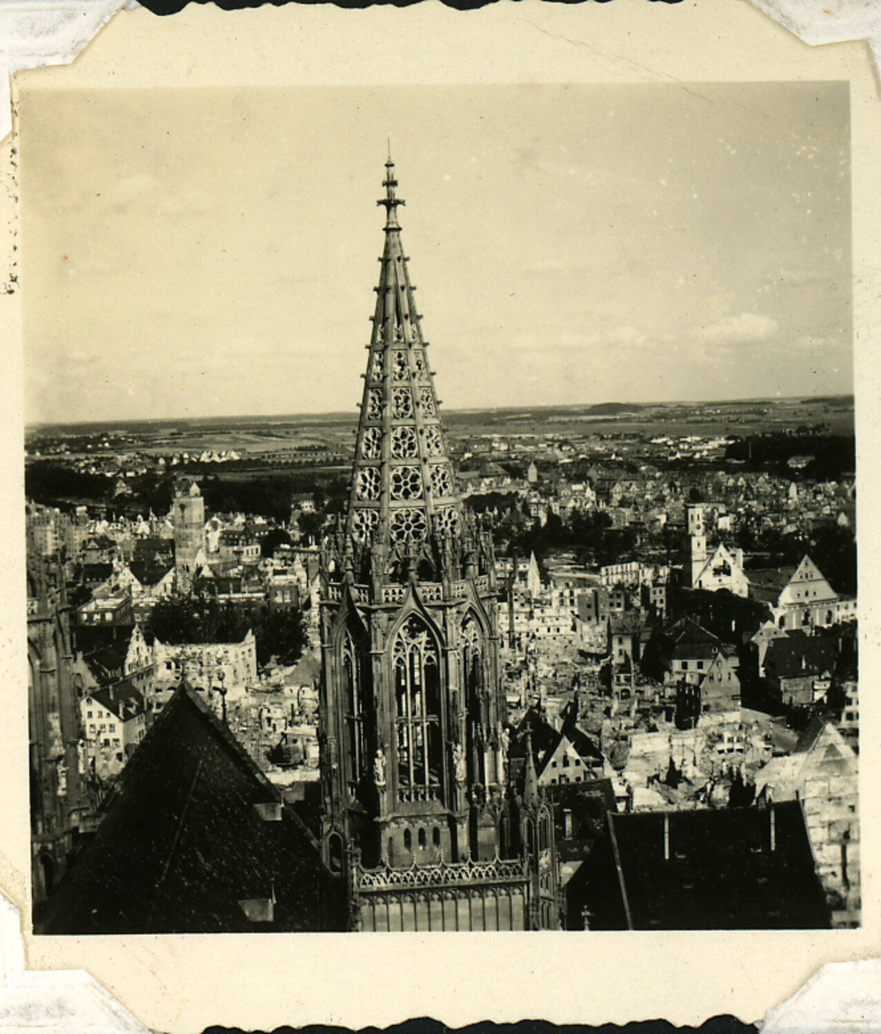 View from Ulm Minster Tower Over War-Damaged Ulm, Germany