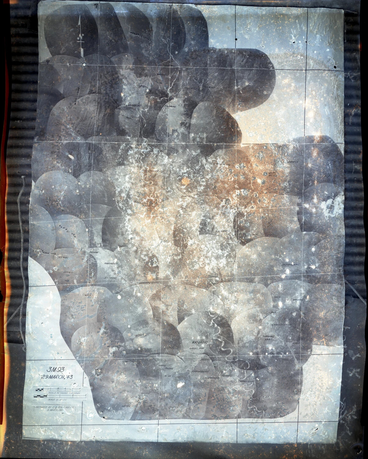 Aerial Photo-Mosaic Map of Kamaing Area, Burma, dated 29 March 1943 - CBI Theater Reconnaissance