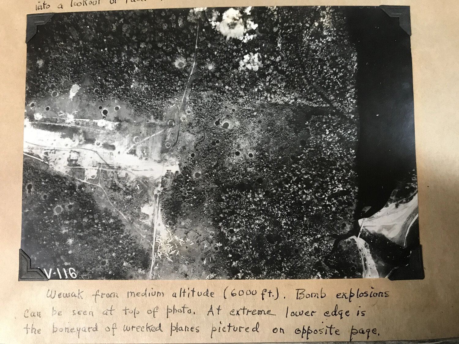 Wewak from Medium Altitude (6,000 ft) — Annotated Vertical Strike Photograph