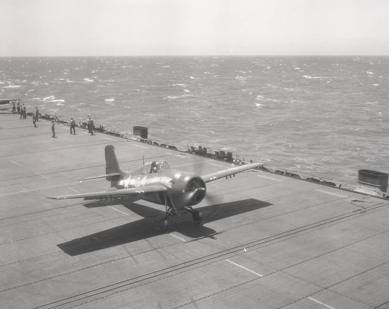 FM-2 Wildcat on Flight Deck of USS Petrof Bay (CVE-80), WWII