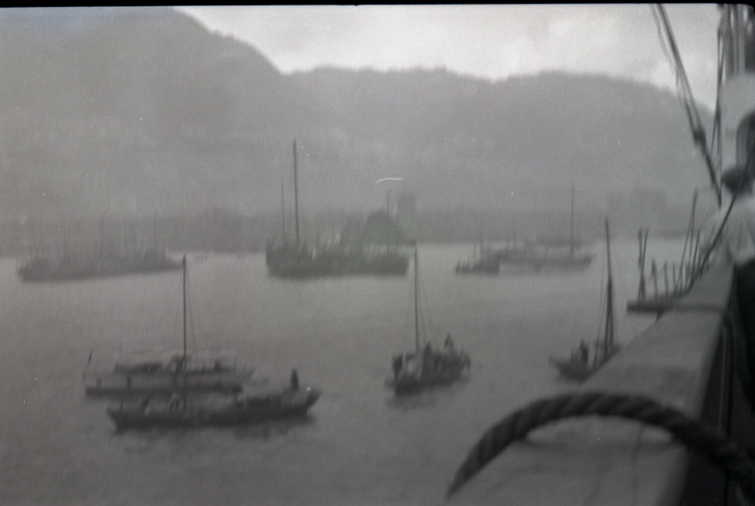 Harbor Anchorage Filled with Junks, Viewed from Shipboard