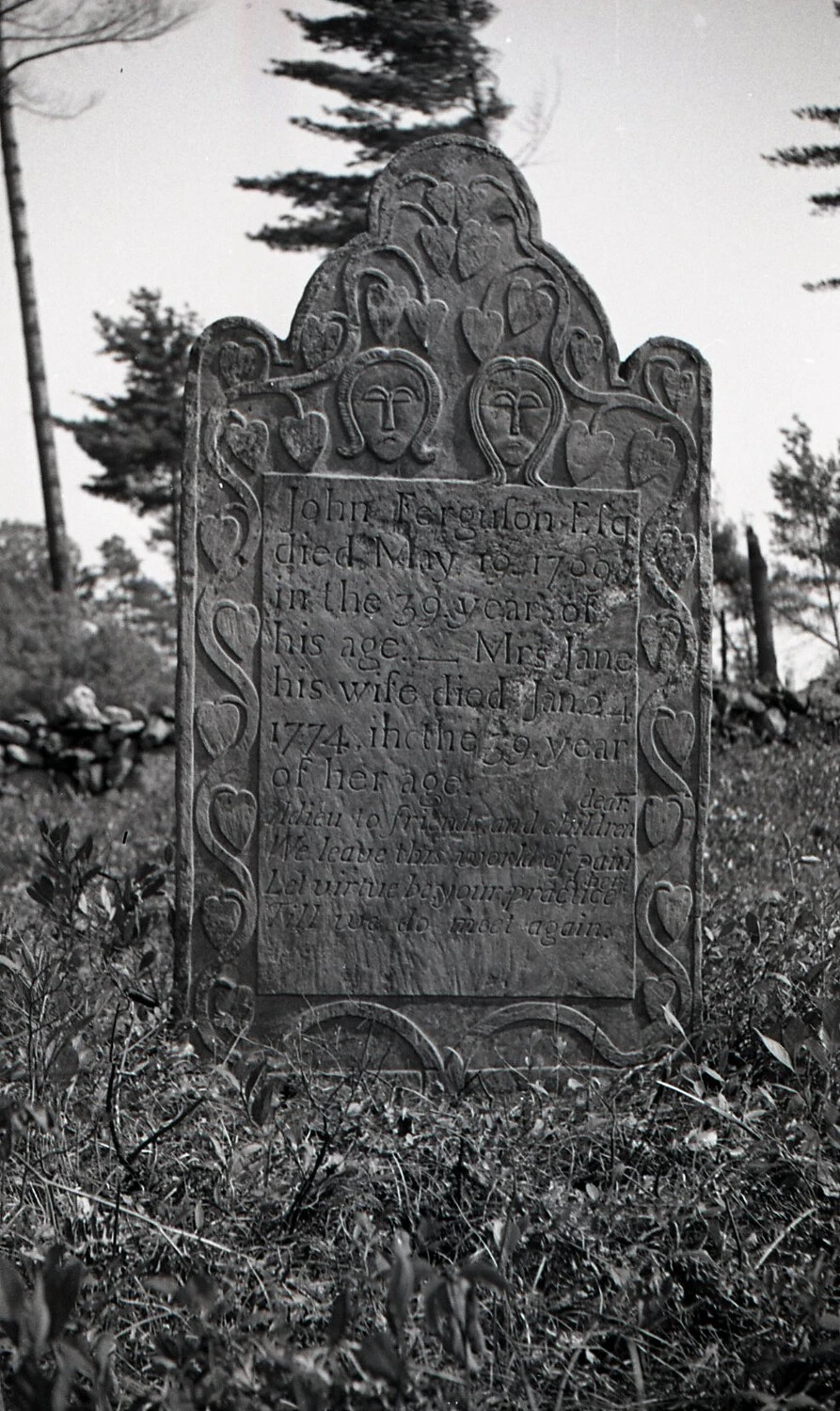 Double Soul-Effigy Headstone of John and Jane Ferguson, New England Cemetery