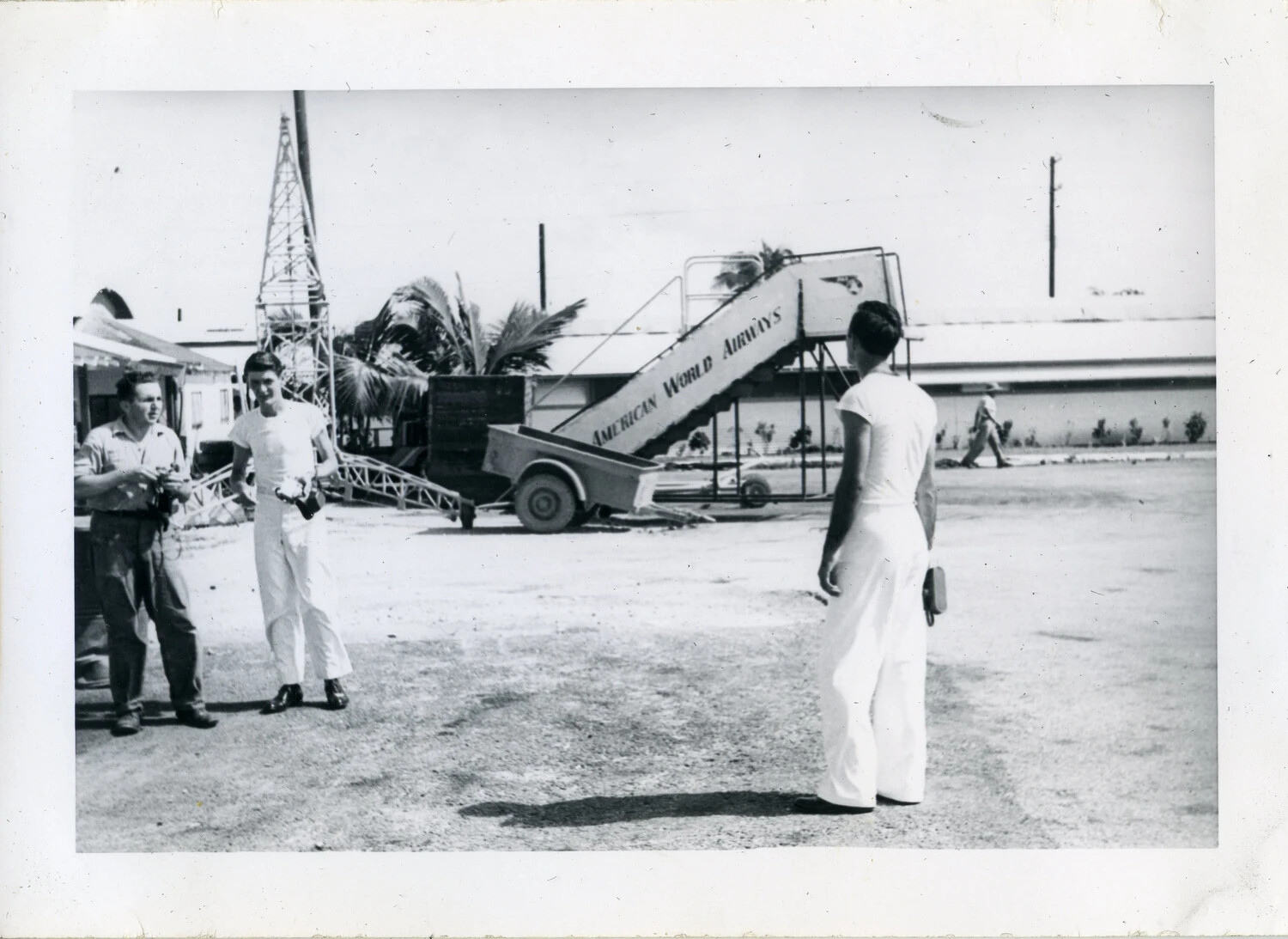 Personnel and Aircraft Boarding Stairs at Agana Airfield, Guam, VR-6 Album