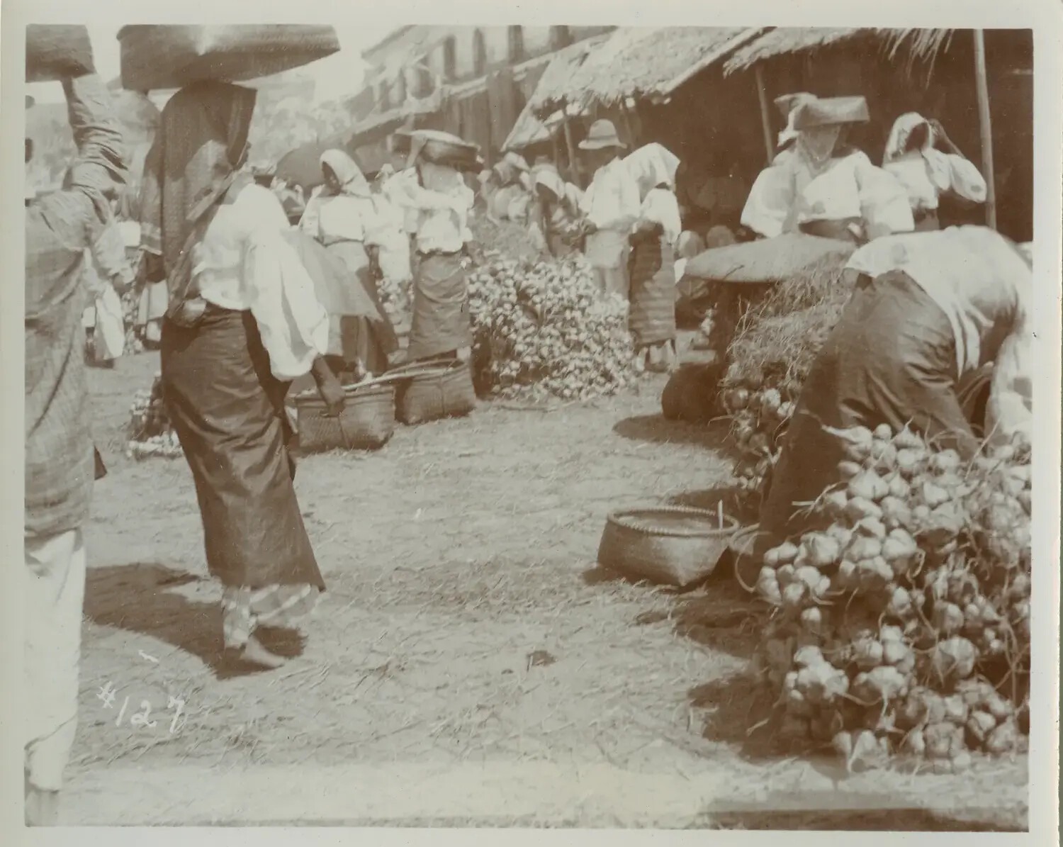 Outdoor Produce Market Scene, Philippines, Late 19th / Early 20th Century
